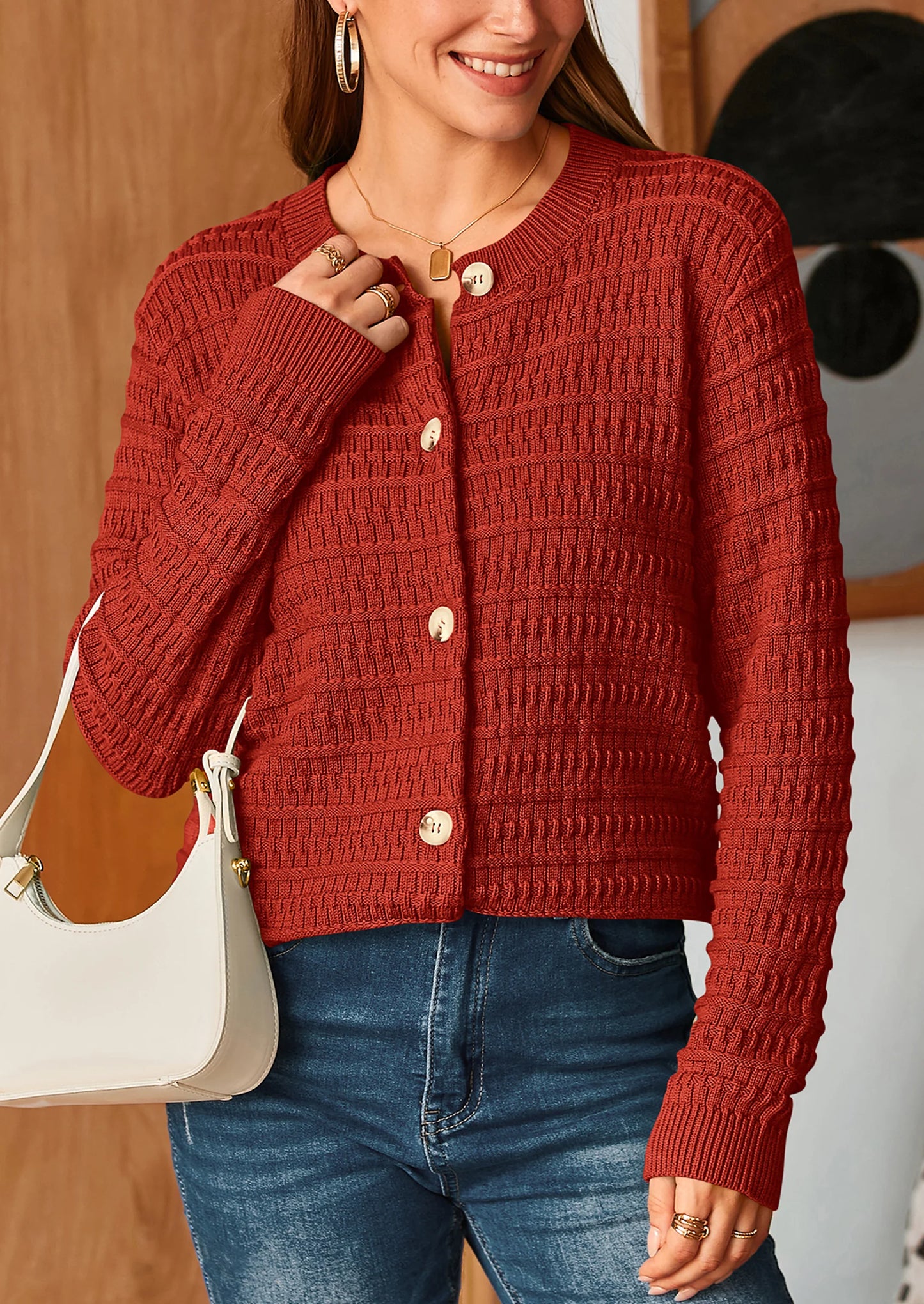 Women's Knit Cardigan Sweaters Casual Long Sleeve Open Front Button Down Trendy Jackets Outerwear