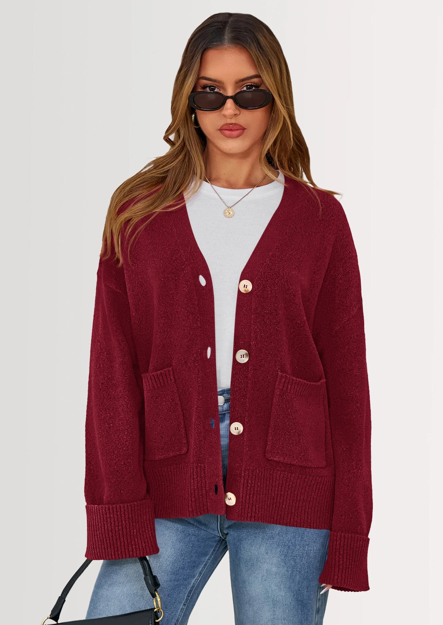 Women's Oversized Cardigan Sweaters Trendy Chunky Knit Long Sleeve V Neck Button Down Fall Winter Outfits