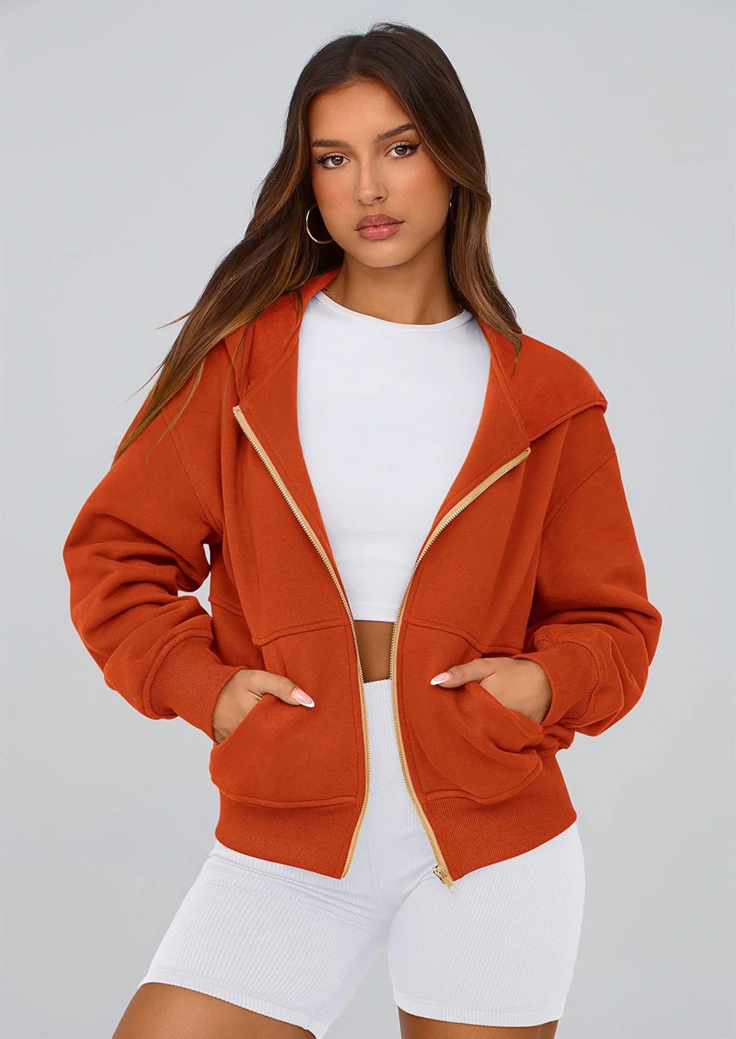 Hoodies For Women Sweatshirt Zip Up Hoodie Fall Fashion Trendy Long Sleeve Jackets Winter Clothing Outfits