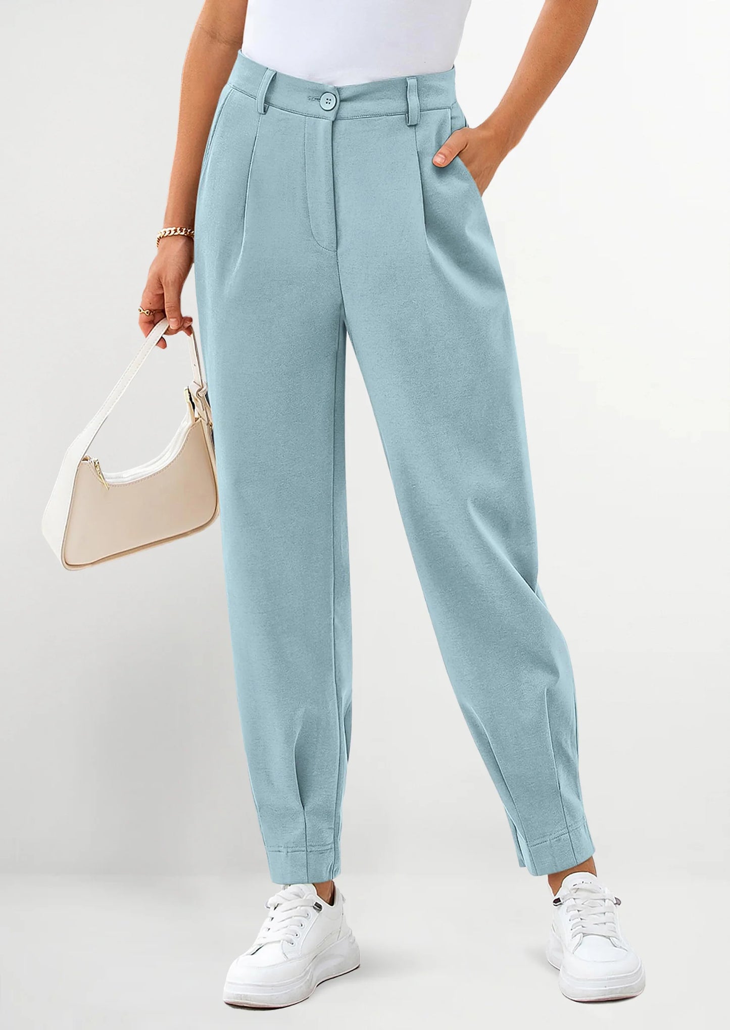 Womens Dress Pants Business Casual Trendy High Waisted Ankle Length Dressy Trousers Slacks Work Clothes