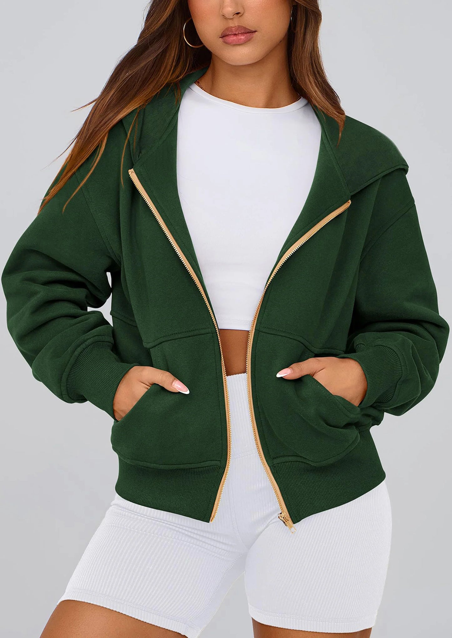 Hoodies For Women Sweatshirt Zip Up Hoodie Fall Fashion Trendy Long Sleeve Jackets Winter Clothing Outfits