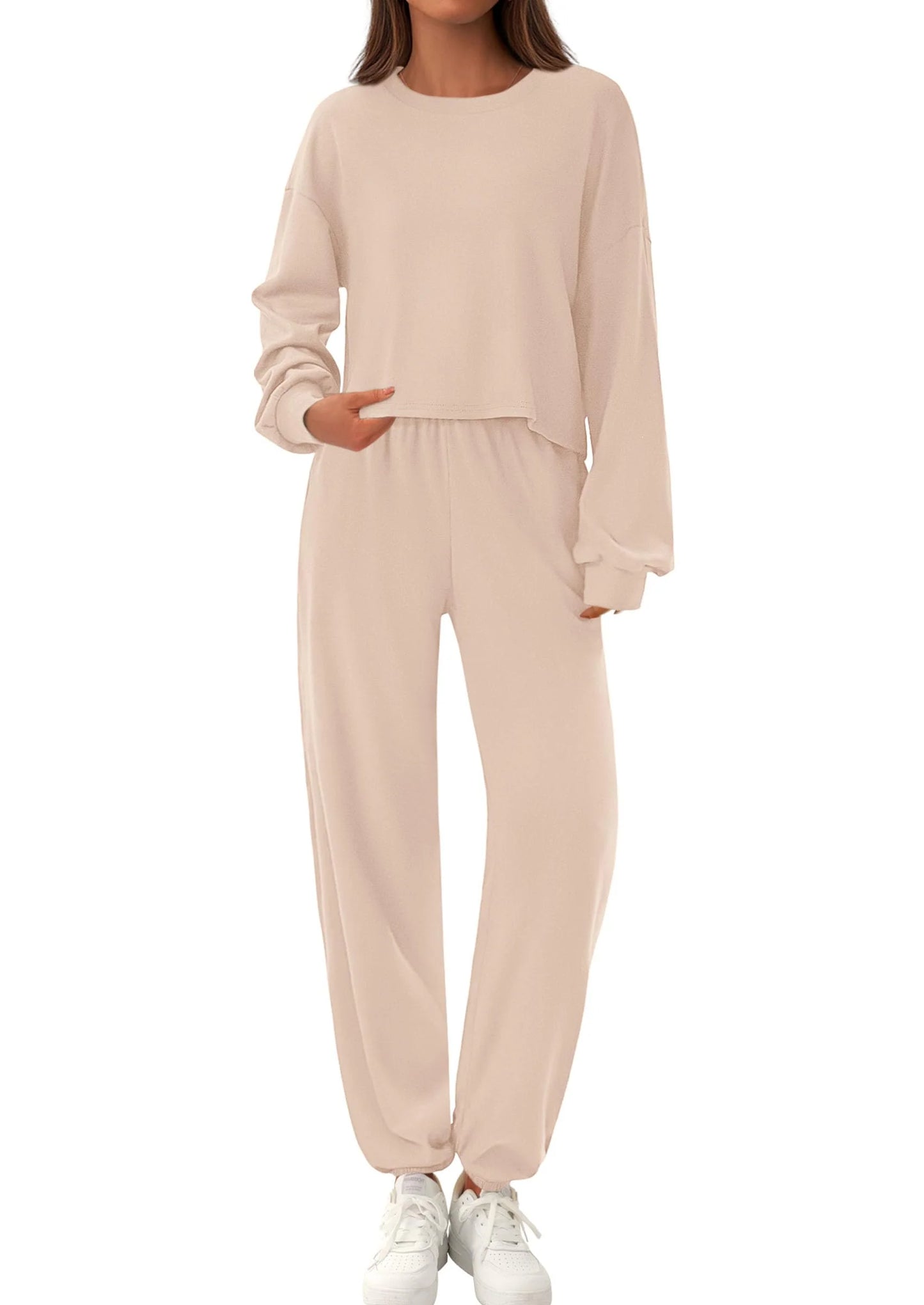 Women's Two Piece Outfits Lounge Sets Long Sleeve Pullover Tops Sweatpants Fall Fashion Matching Clothing