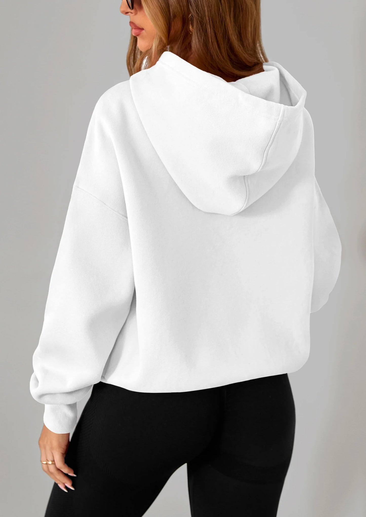 Women's Fall Hooded Sweatshirts Long Sleeve Half Zip Cropped Hoodies Pullover Winter Fashion Clothes