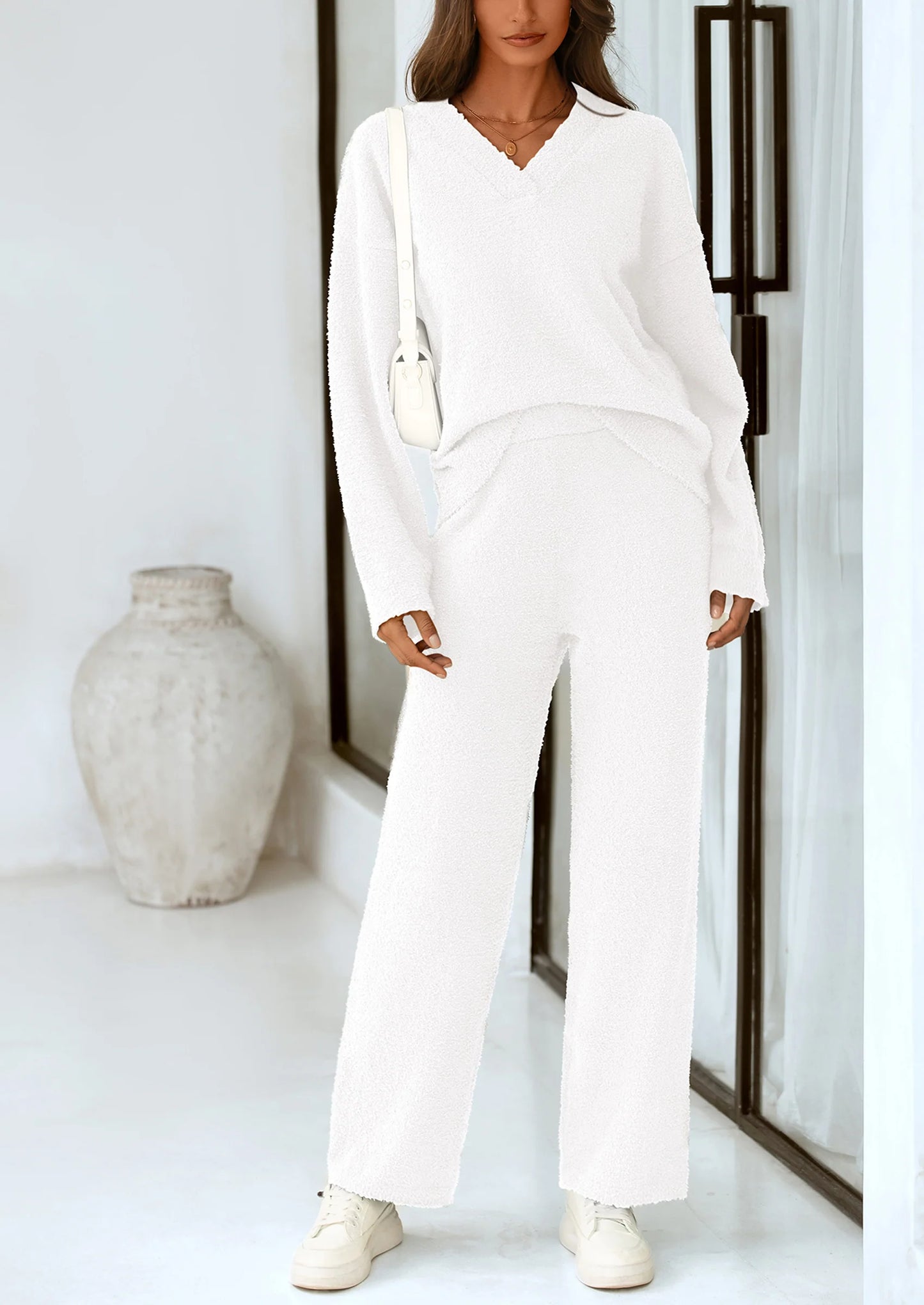Lounge Sets for Women Two Piece Sweaters Pajama Set Fall Fashion Loungewear Outfits Matching Winter Clothes