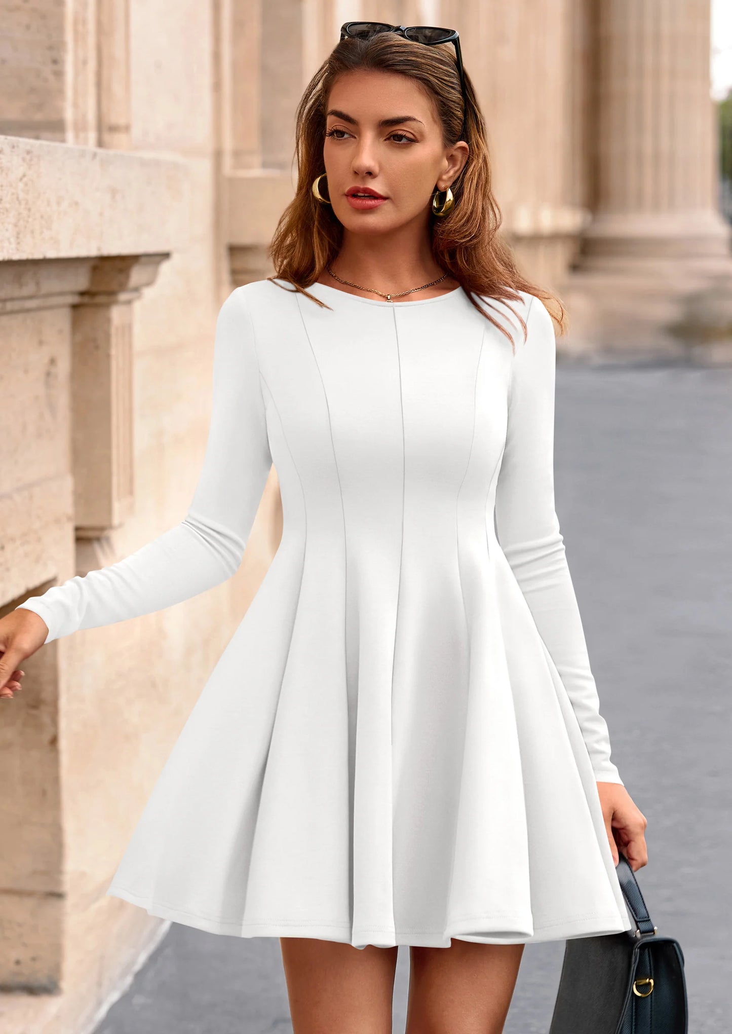 Fall Cocktail Dresses for Women Elegant Classy Wedding Guest Long Sleeve Homecoming Party A Line Mini Dress