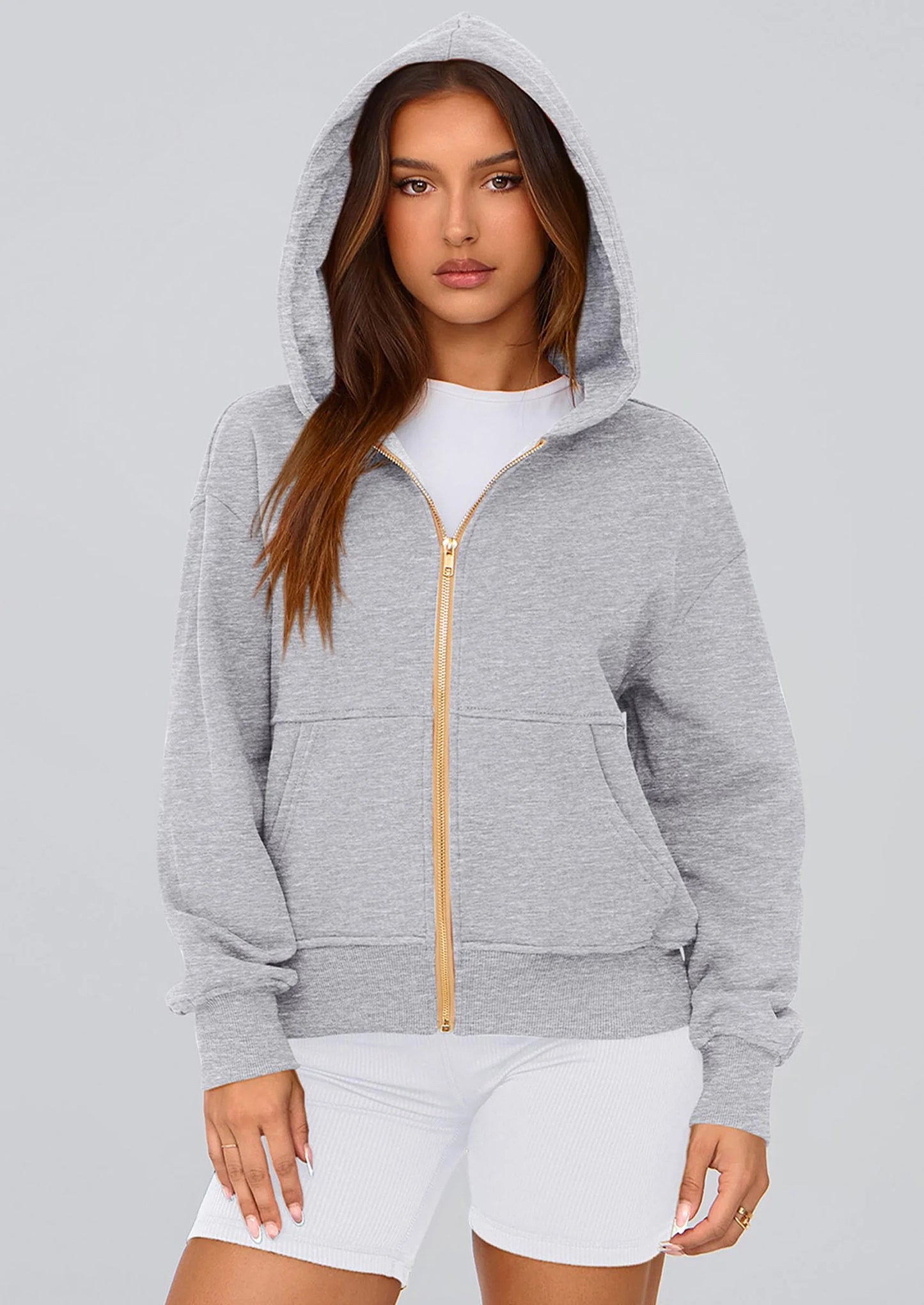 Hoodies For Women Sweatshirt Zip Up Hoodie Fall Fashion Trendy Long Sleeve Jackets Winter Clothing Outfits