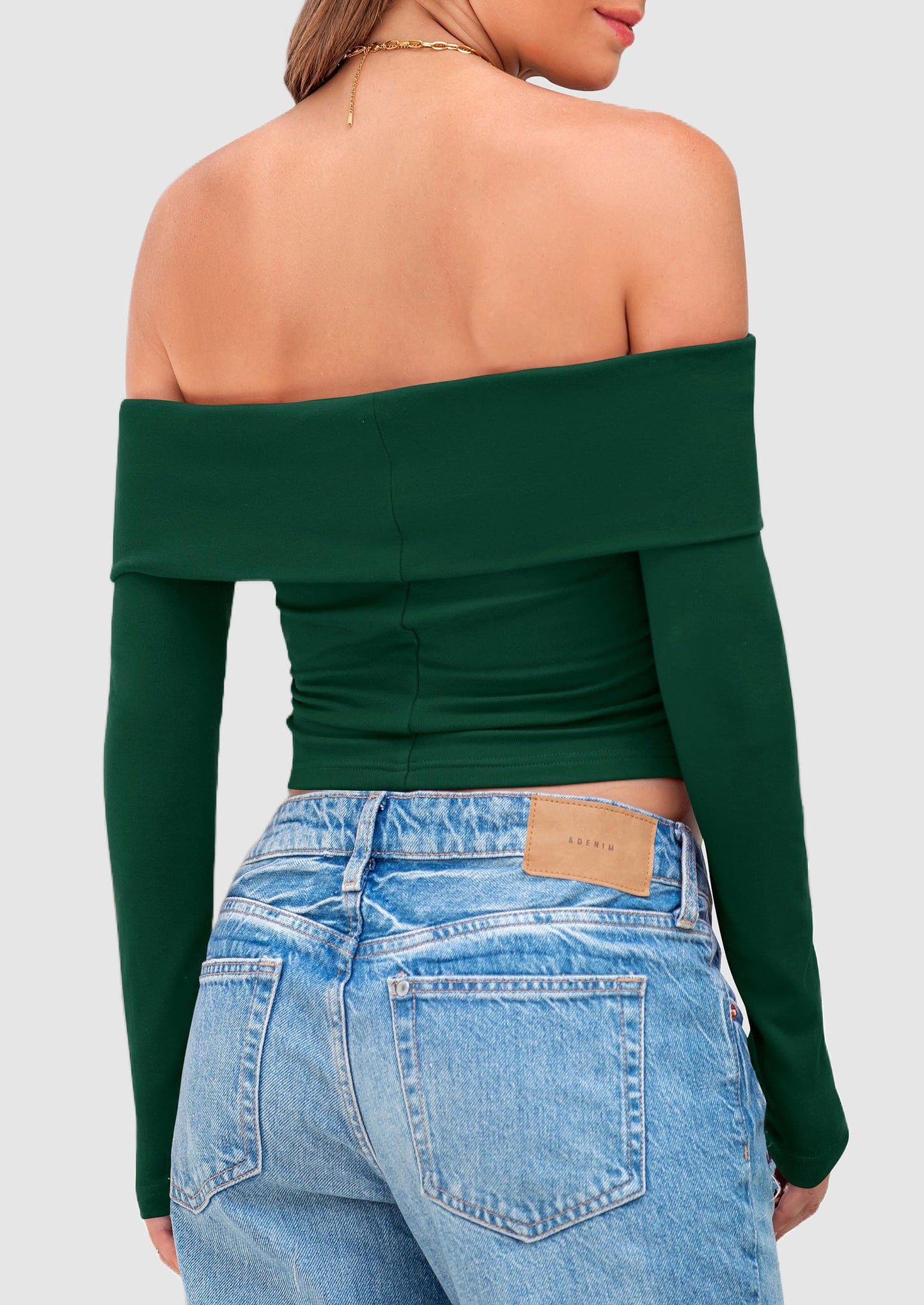 Off The Shoulder Tops for Women Long Sleeve Shirts Trendy Going Out Crop Top Spring Fashion Clothes