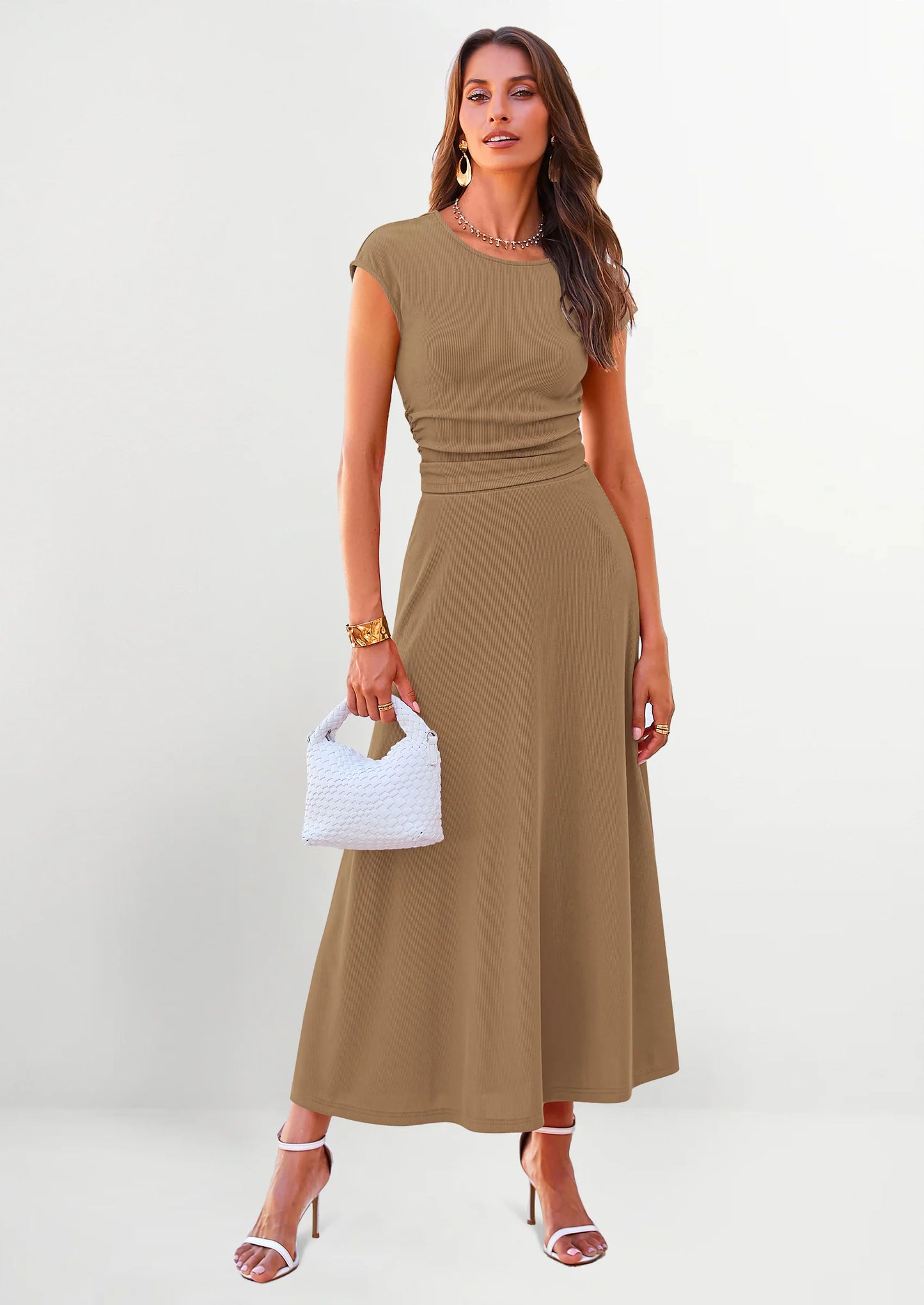 Summer Two Piece Skirt Set for Women Dressy Casual Knit Matching Travel Spring Vacation Lounge Outfits