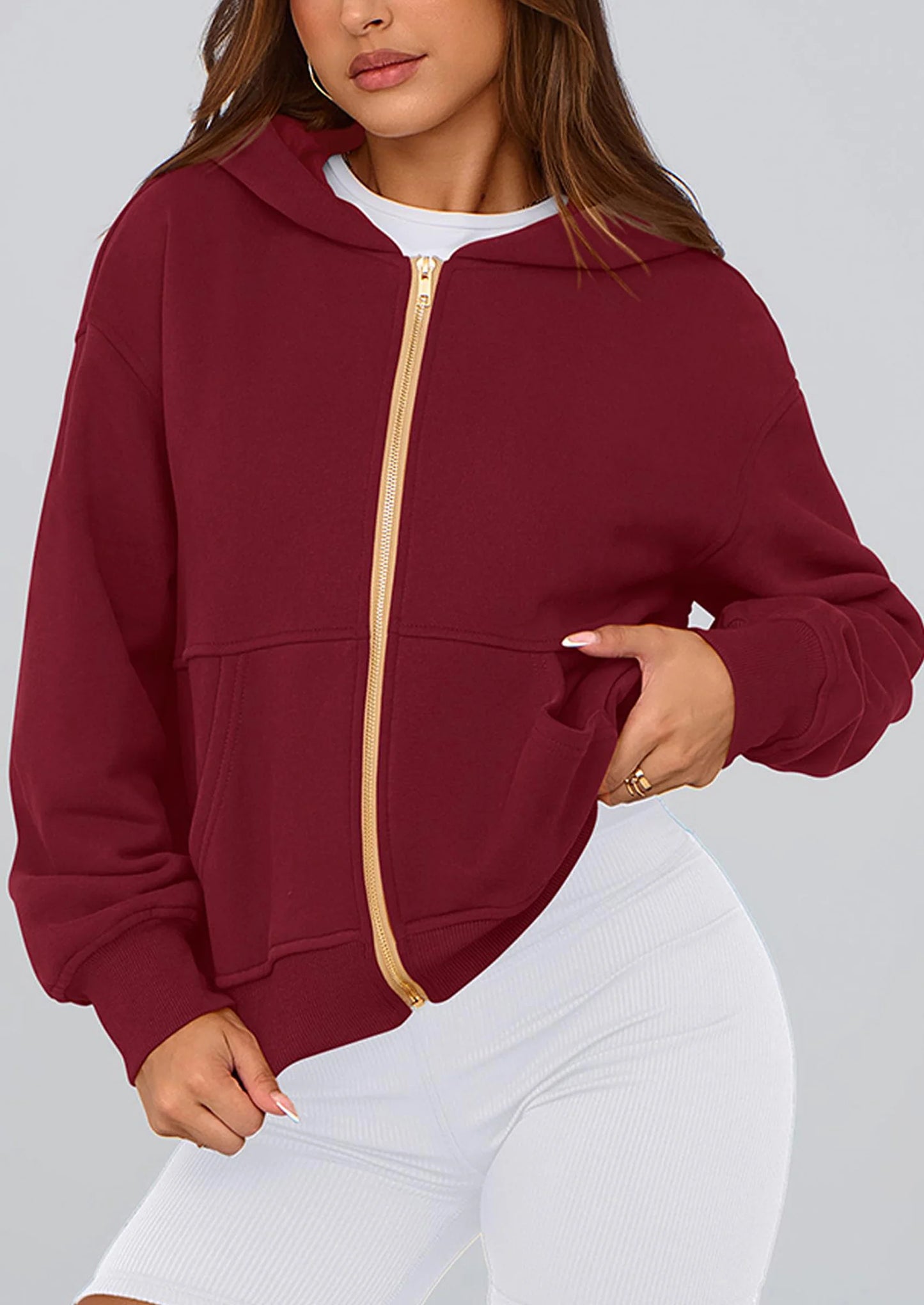 Hoodies For Women Sweatshirt Zip Up Hoodie Fall Fashion Trendy Long Sleeve Jackets Winter Clothing Outfits