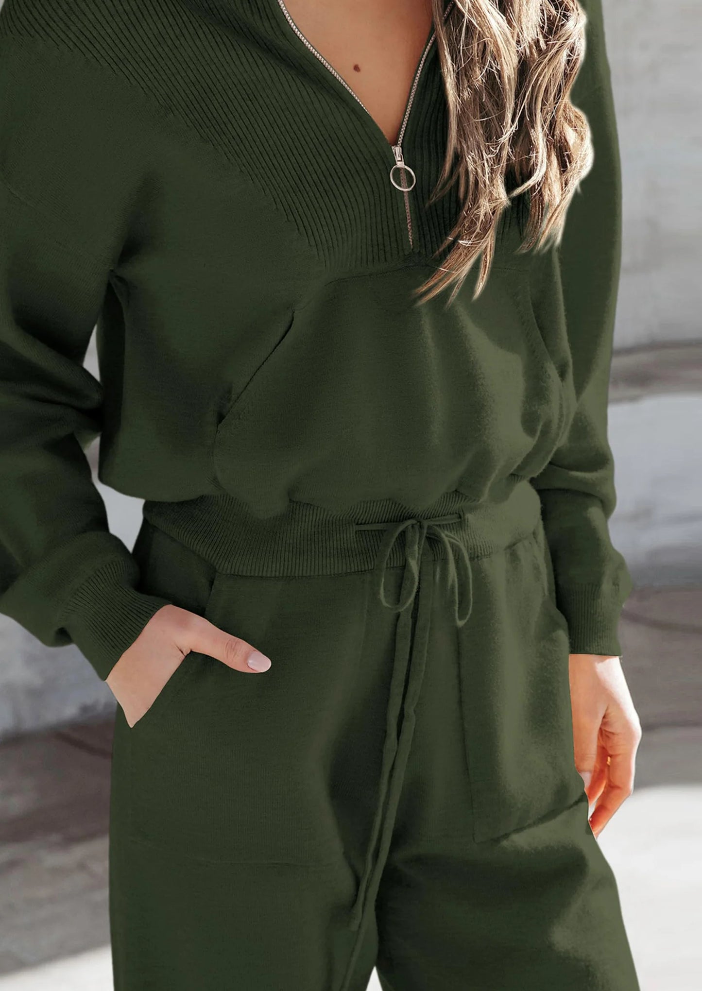 Women's 2 Piece Sweater Set Pullover Zip Up Sweatshirt Jogger Sweatpants Tracksuit Casual Outfit