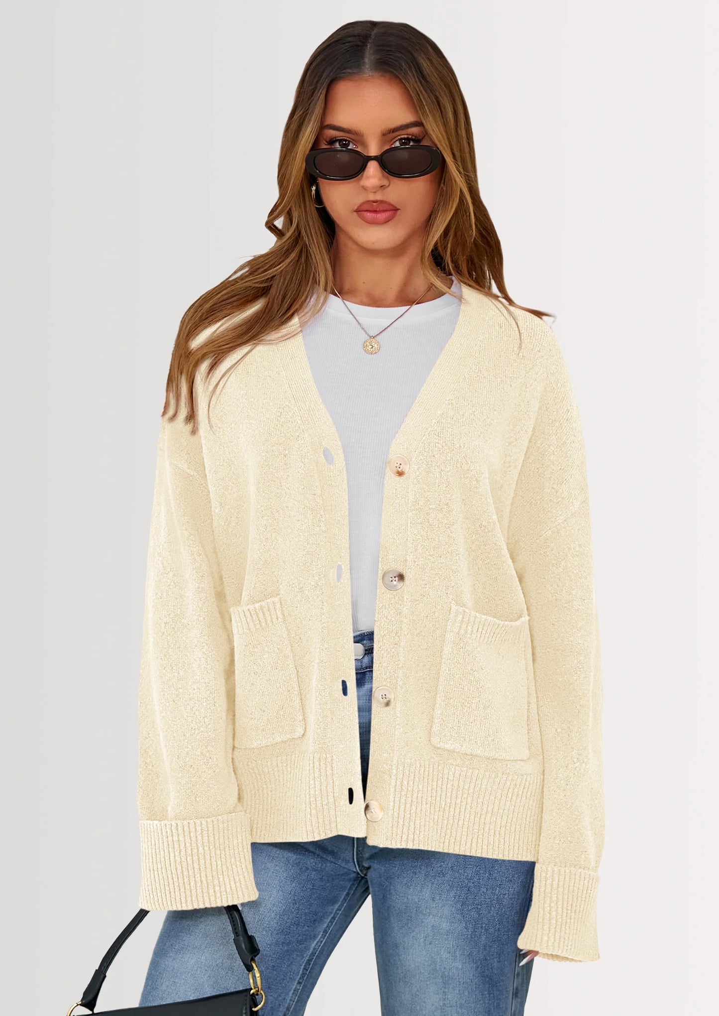 Women's Oversized Cardigan Sweaters Trendy Chunky Knit Long Sleeve V Neck Button Down Fall Winter Outfits
