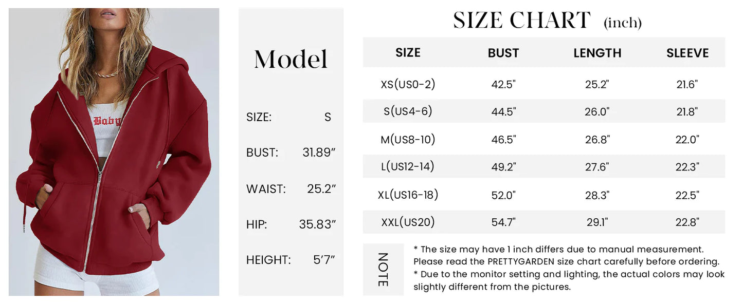 Women's Zip Up Y2K Hoodies Casual Long Sleeve Sweatshirts Fall Spring Track Jackets with Pockets