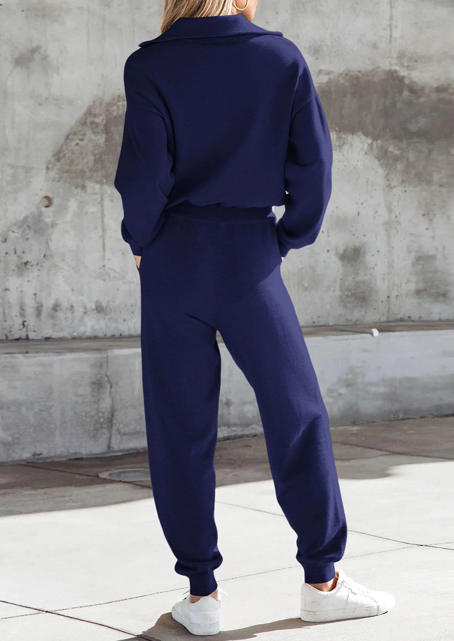 Women's 2 Piece Sweater Set Pullover Zip Up Sweatshirt Jogger Sweatpants Tracksuit Casual Outfit