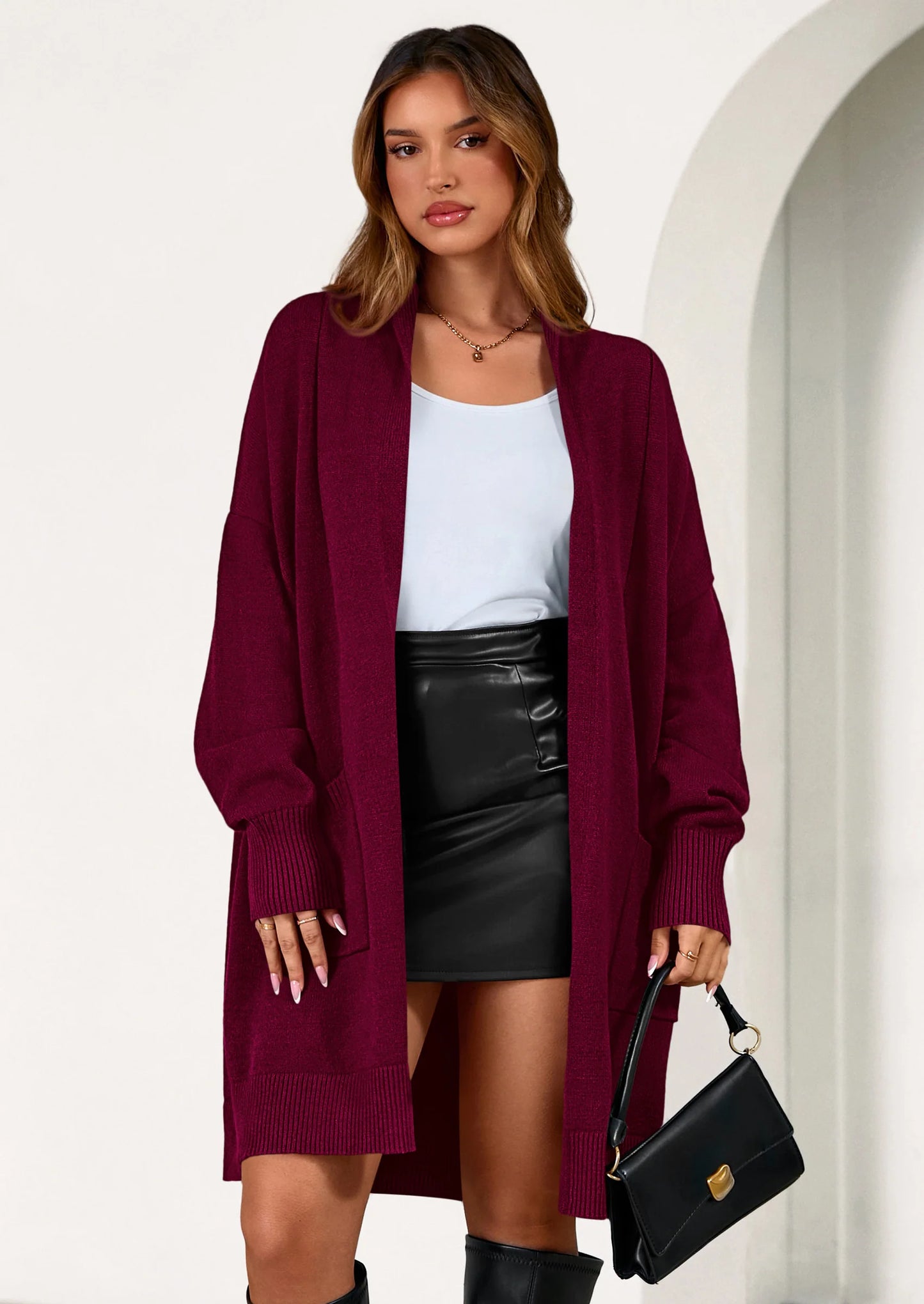 Women's Open Front Cardigan Long Sleeve Cozy Knit Sweaters Winter Fall Clothes Outerwear Coats