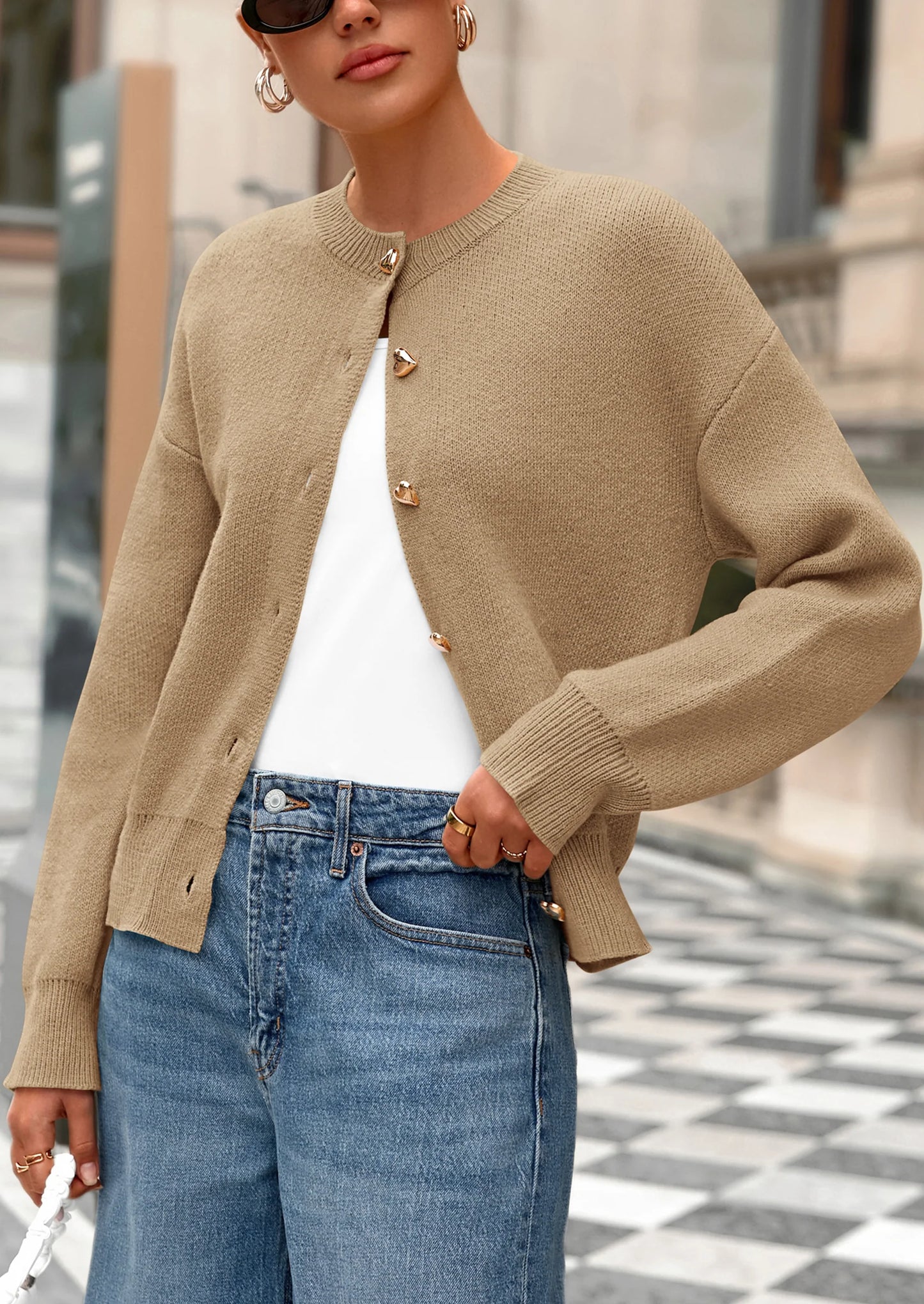 Cardigan Sweaters for Women Trendy Long Sleeve Open Front Button Down Jacket Fall Clothes Winter Coats