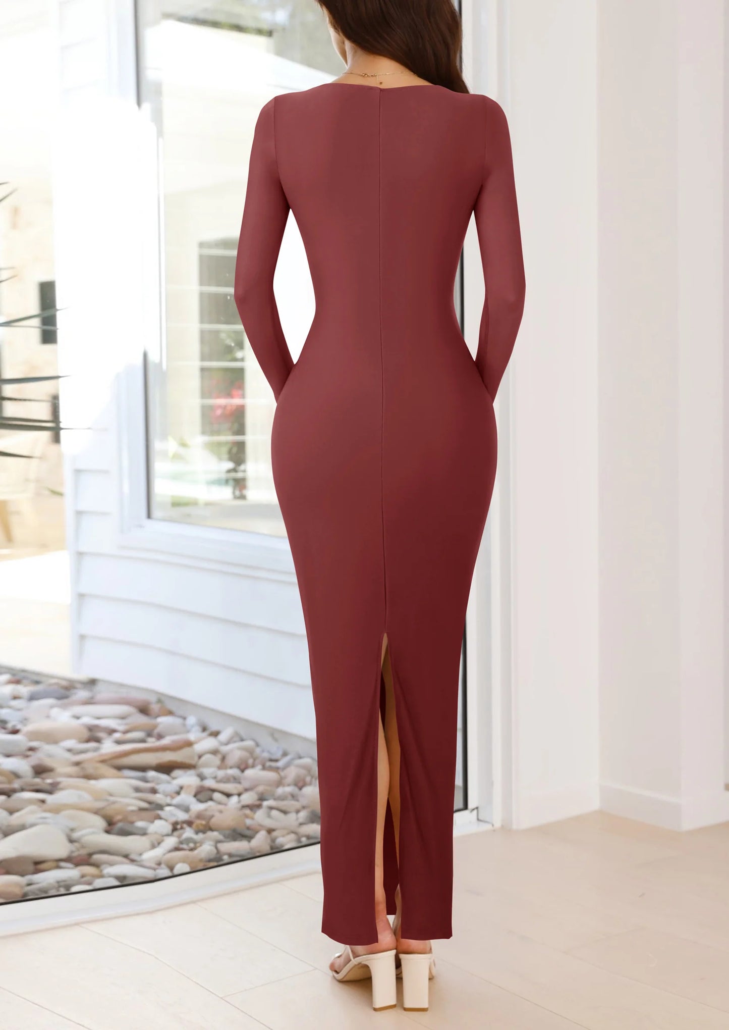 Bodycon Maxi Dress Fall Floral Long Sleeve Sexy Mesh Cocktail Wedding Guest Long Dresses