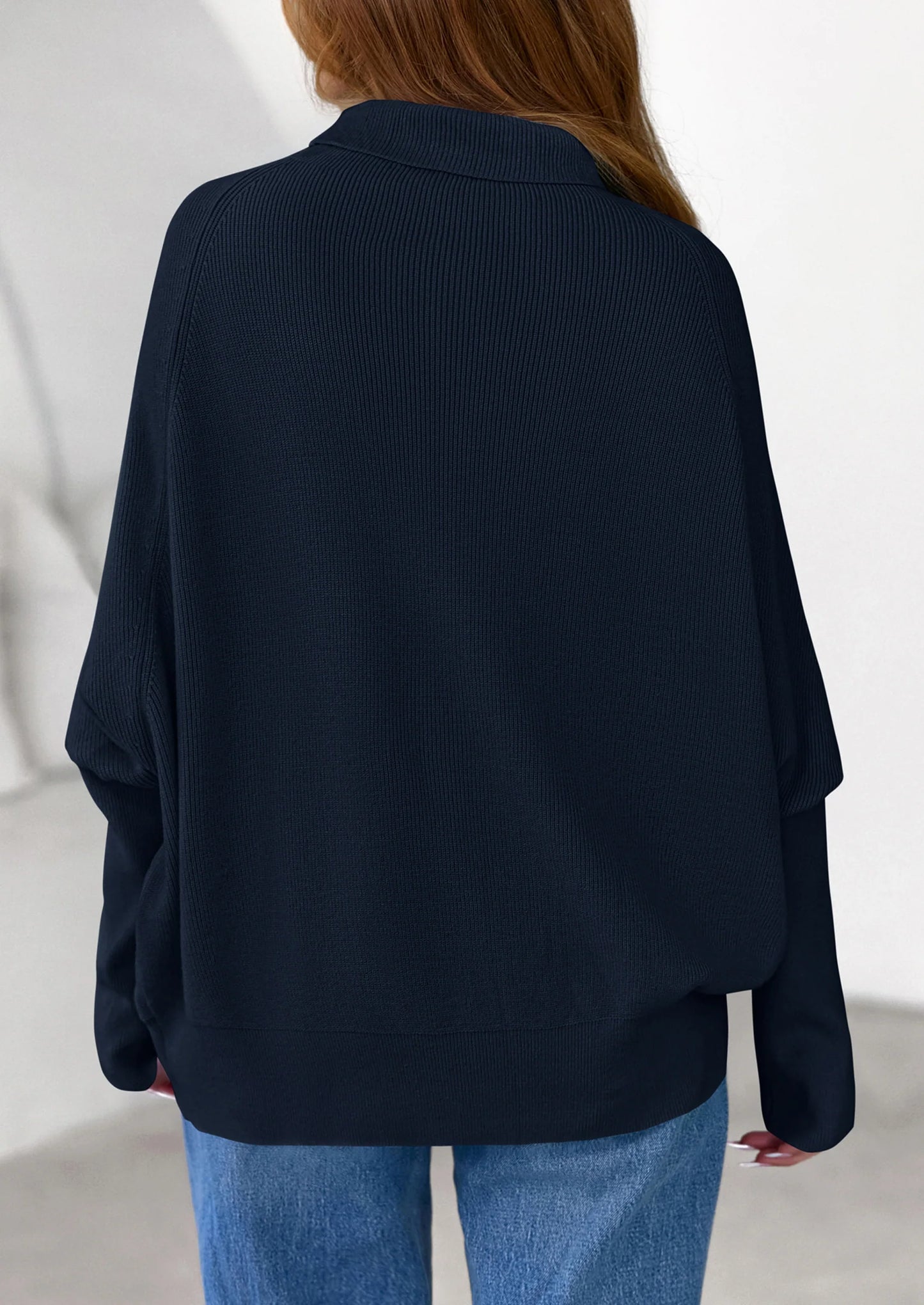 Womens Sweaters Fall Fashion Casual Loose Turtleneck Batwing Long Sleeve Knit Sweater Pullover Tops