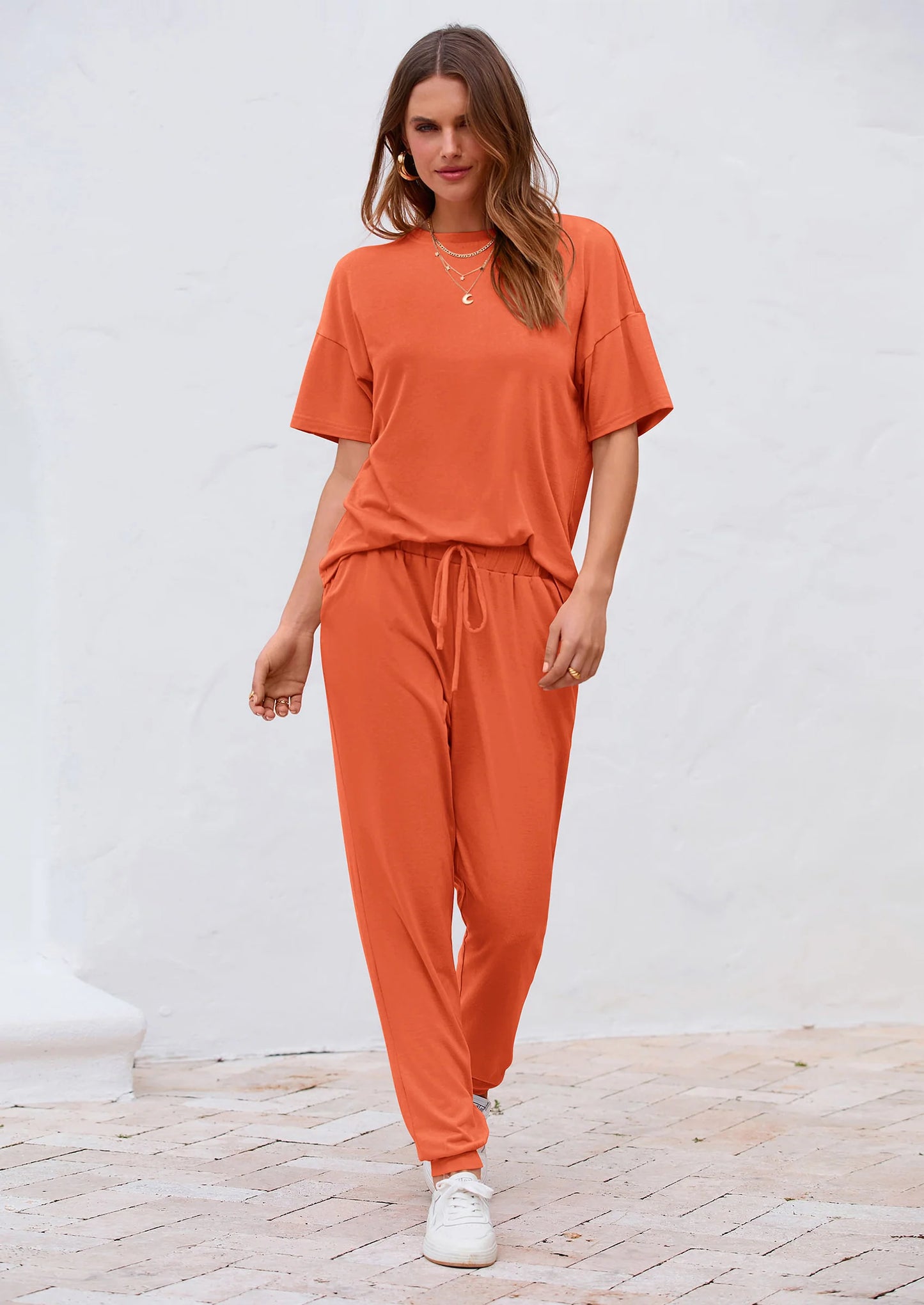 Women's Two Piece Lounge Sets Spring Summer Jogger Pants Vacation Outfits Travel Airplane Matching Clothes