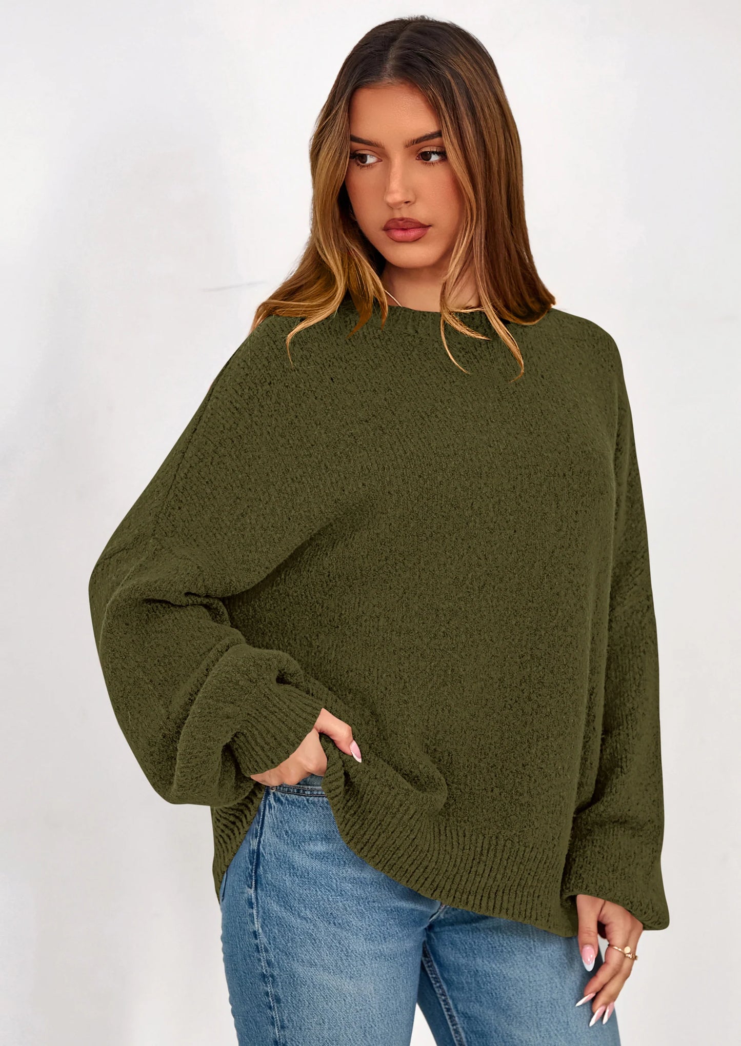 Sweaters for Women Fall Chunky Knit Long Sleeve Crew Neck Oversized Pullover Tops Winter Fashion Clothing