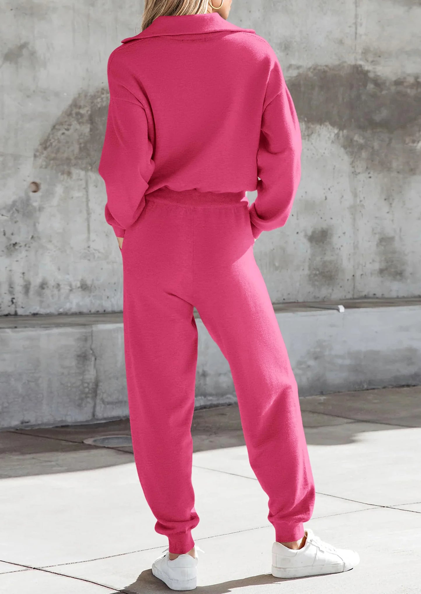 Women's 2 Piece Sweater Set Pullover Zip Up Sweatshirt Jogger Sweatpants Tracksuit Casual Outfit
