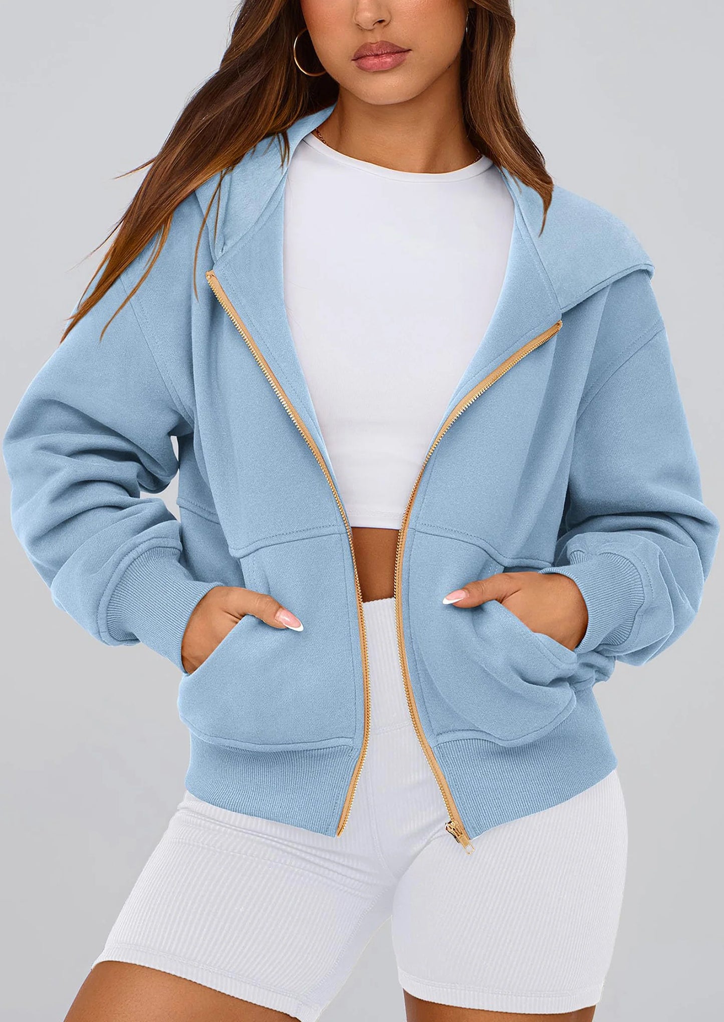 Hoodies For Women Sweatshirt Zip Up Hoodie Fall Fashion Trendy Long Sleeve Jackets Winter Clothing Outfits