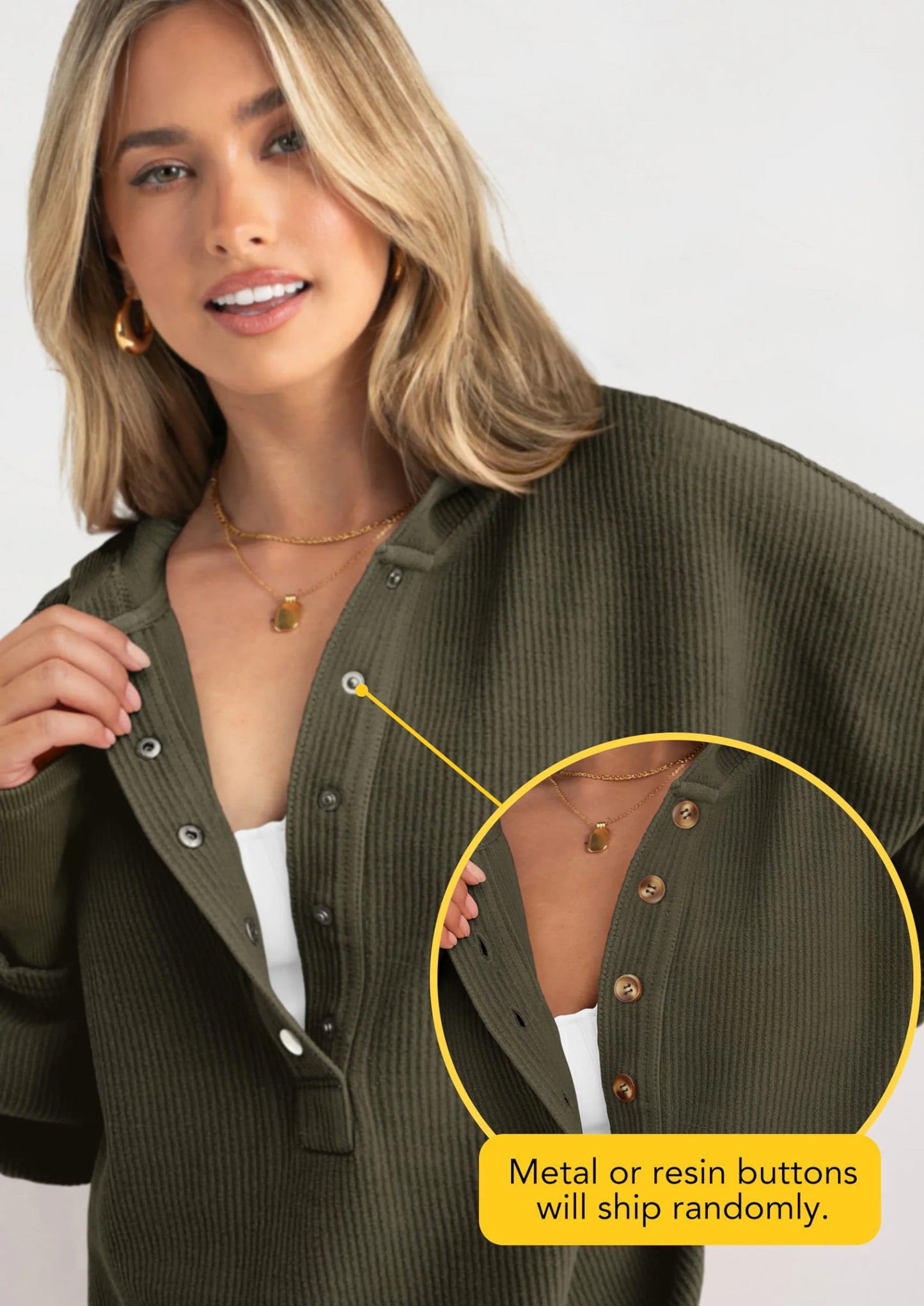Womens Fashion Oversized Long Sleeve Hoodie Button Down V Neck Sweatshirt Side Slit Casual Pullover Tops