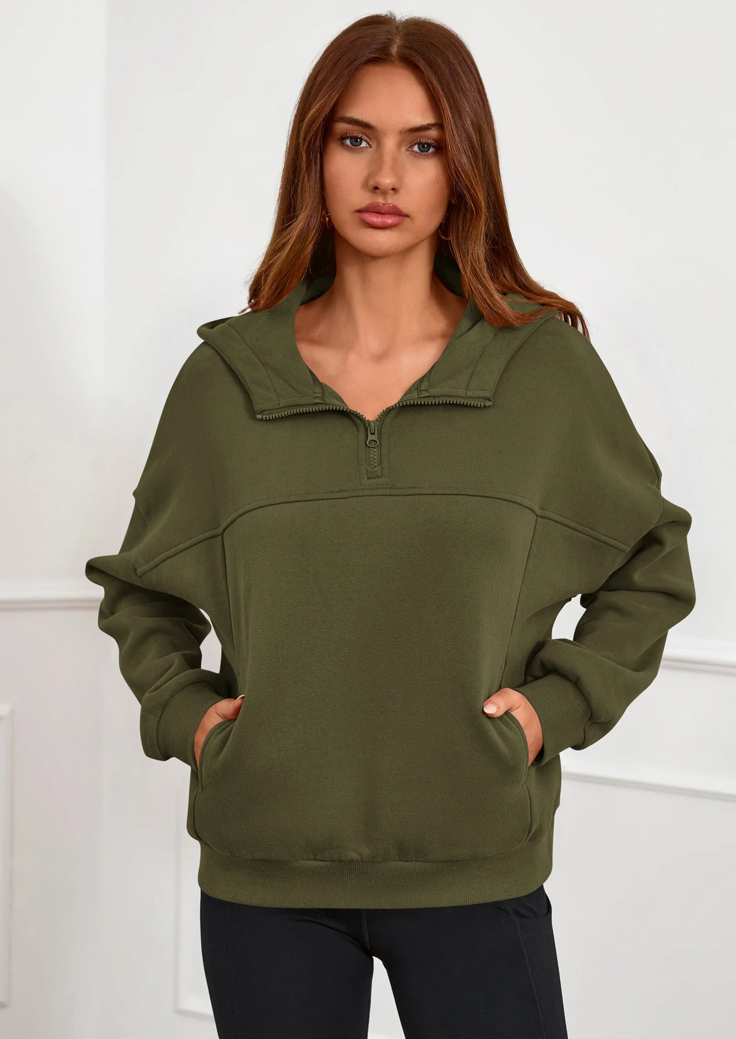 Womens Hoodies Cropped Fleece Sweatshirts Fall Fashion Quarter Zip Pullover Long Sleeve Tops Winter Clothes