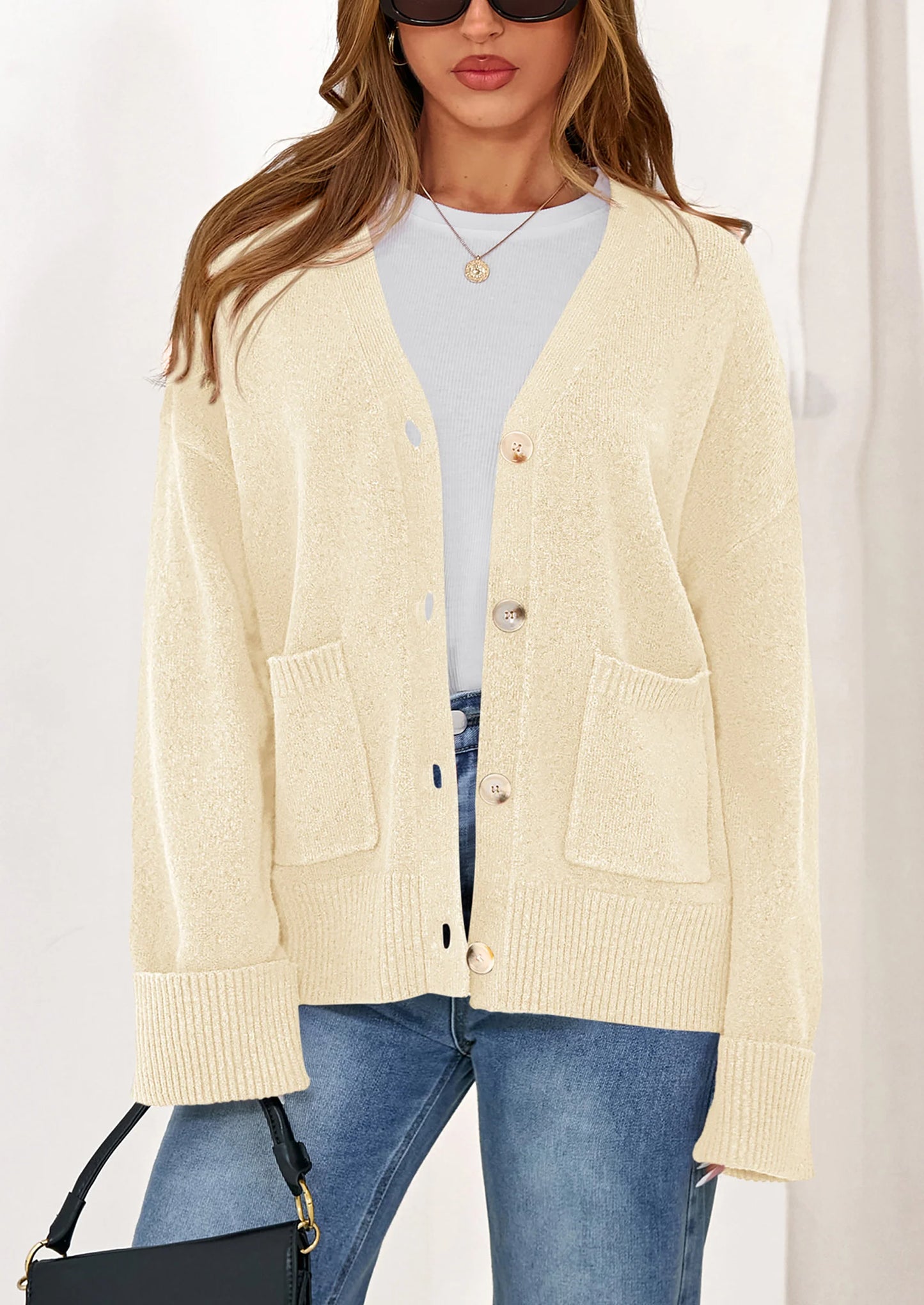 Women's Oversized Cardigan Sweaters Trendy Chunky Knit Long Sleeve V Neck Button Down Fall Winter Outfits
