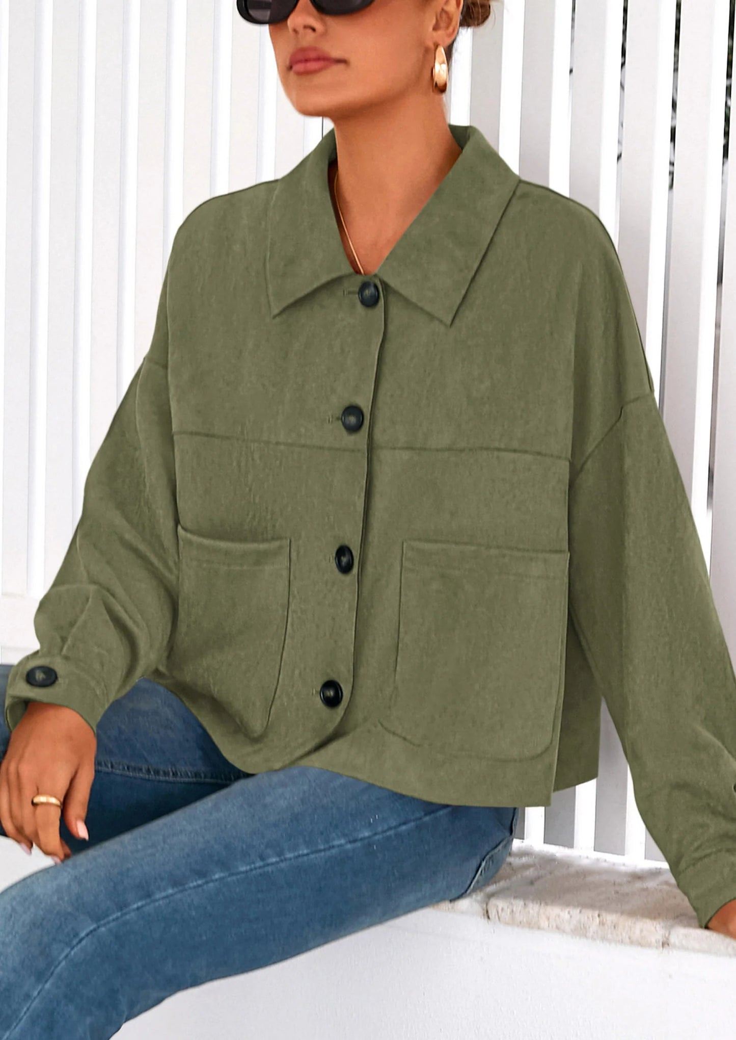 Women's Faux Suede Cropped Jacket Casual Lightweight Fall Fashion Winter Coats Outerwear Trendy Clothes