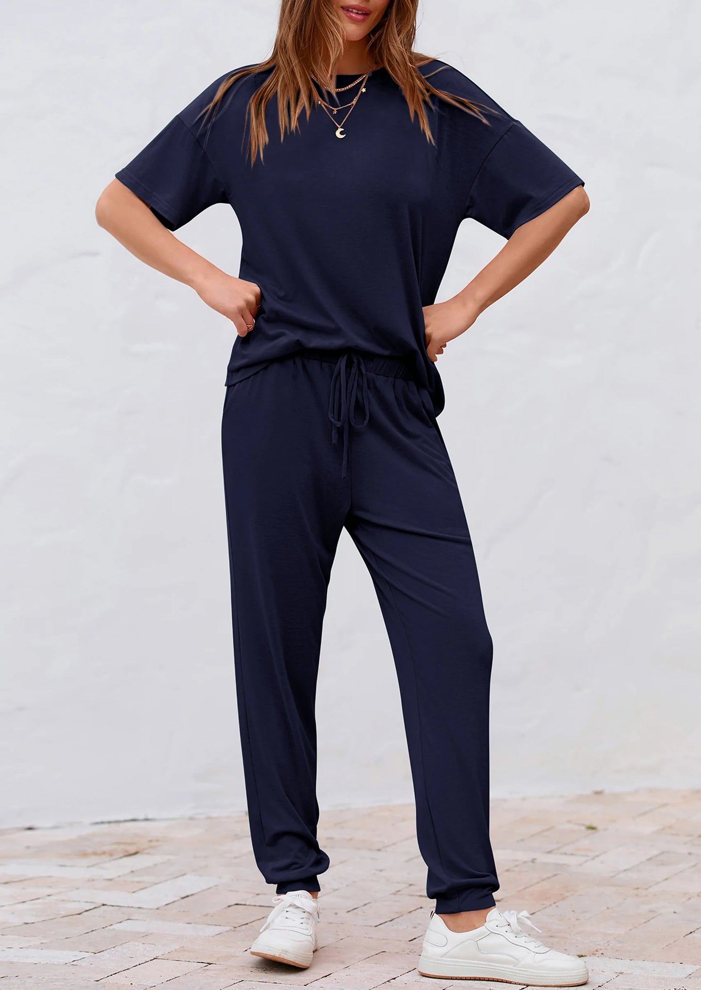 Women's Two Piece Lounge Sets Spring Summer Jogger Pants Vacation Outfits Travel Airplane Matching Clothes