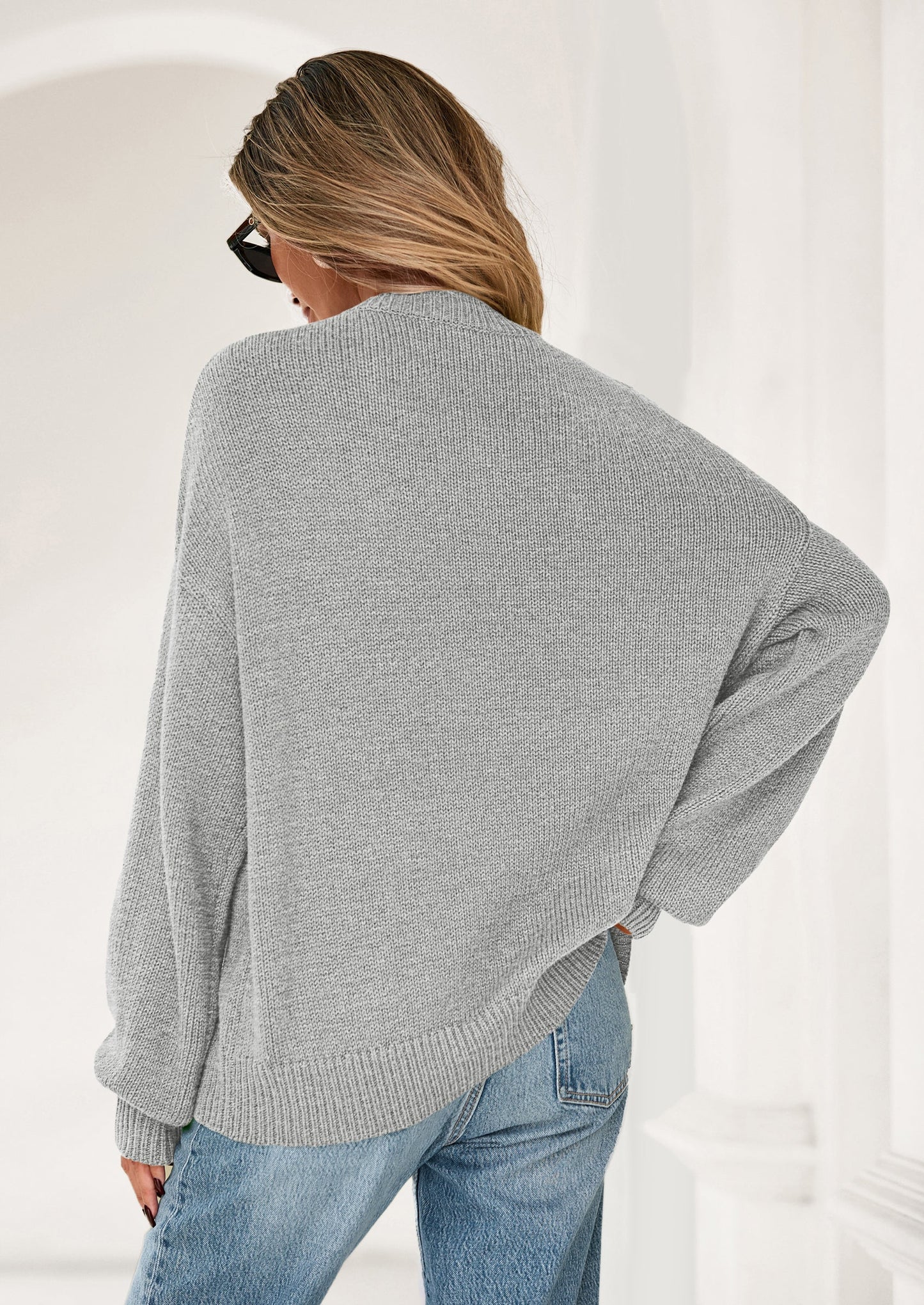 Womens Sweaters Fall Fashion Long Sleeve Crewneck Floral Knit Pullover Sweater Tops Winter Clothes