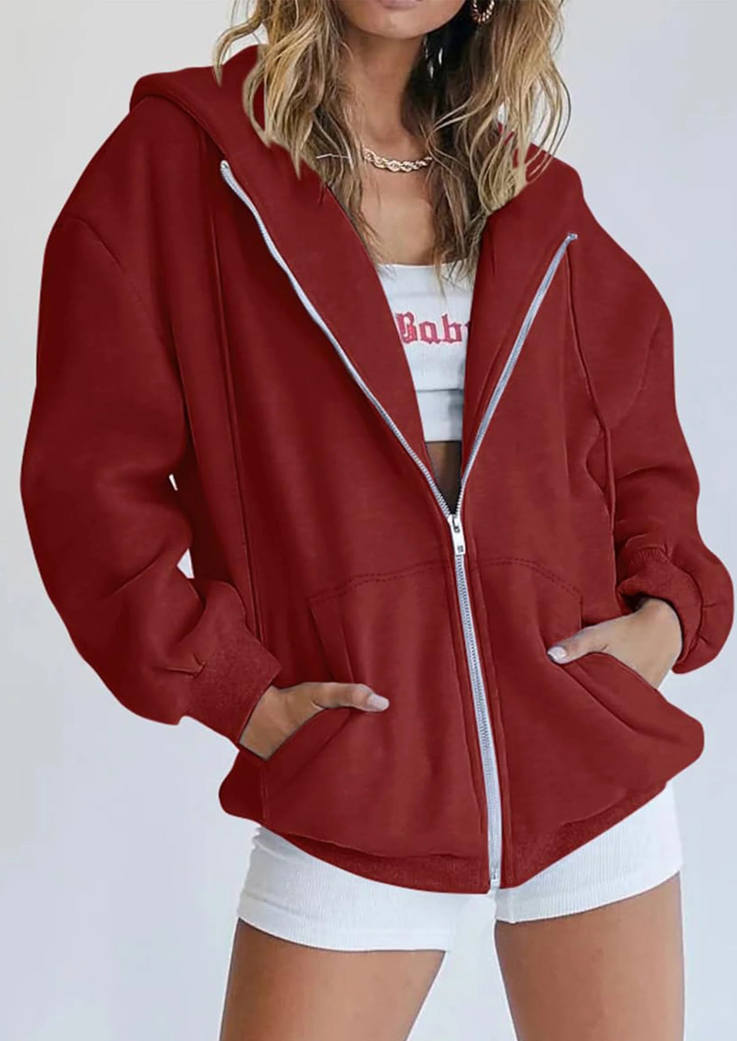 Women's Zip Up Y2K Hoodies Casual Long Sleeve Sweatshirts Fall Spring Track Jackets with Pockets