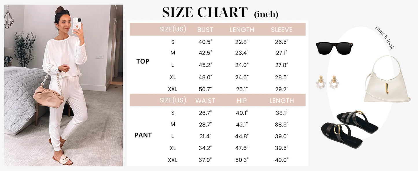 Women's Fall 2 Piece Lounge Set Long Sleeve Tops Ribbed Pants Spring Matching Sweatsuit Travel Outfits Clothes