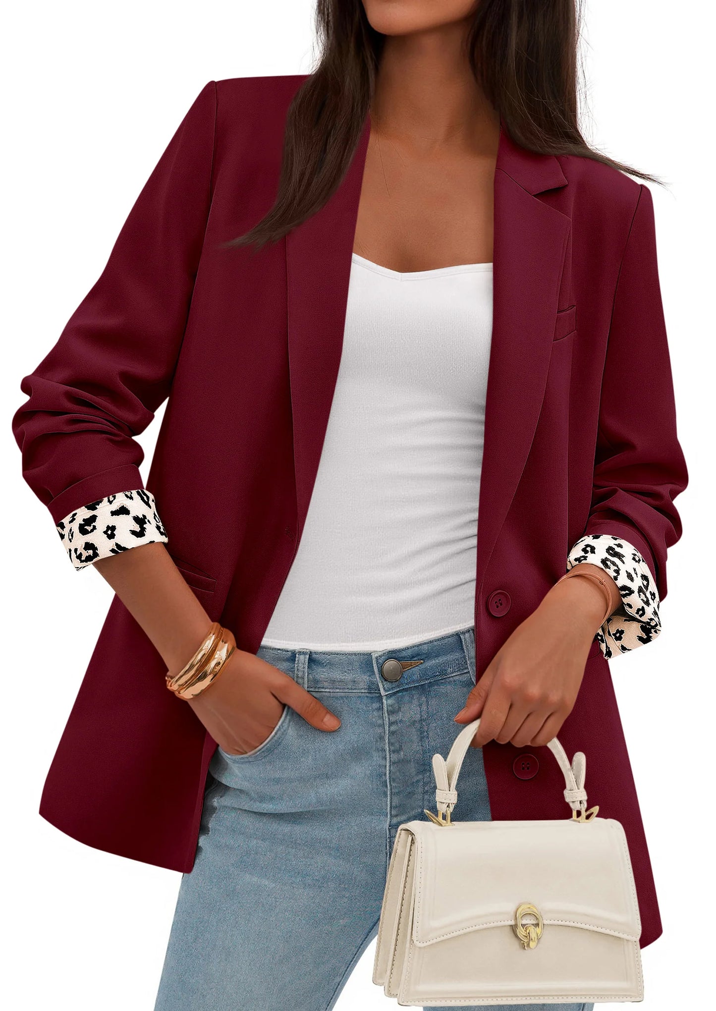 Blazers for Women Fall Work Office Suit Jackets Dressy Open Front Leopard Blazer Business Casual Outfits