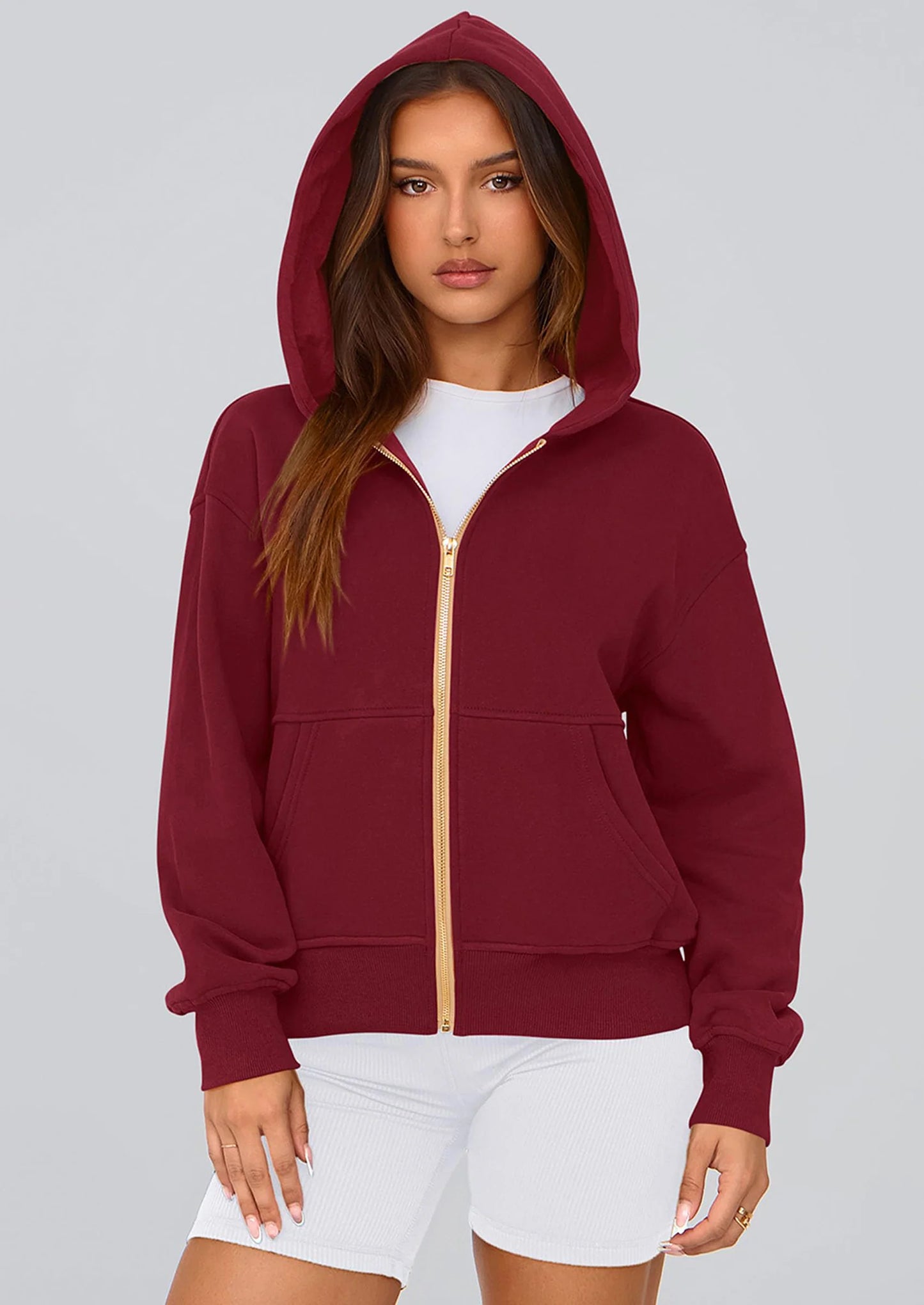 Hoodies For Women Sweatshirt Zip Up Hoodie Fall Fashion Trendy Long Sleeve Jackets Winter Clothing Outfits