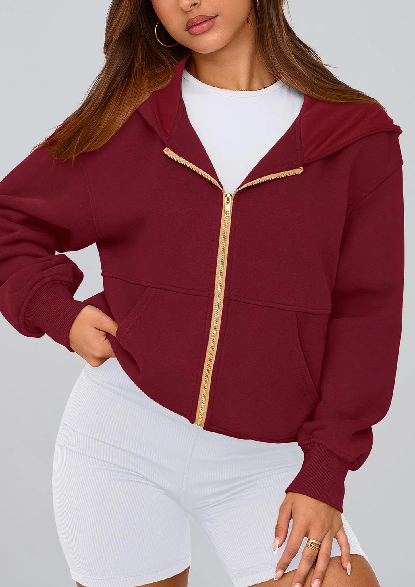 Hoodies For Women Sweatshirt Zip Up Hoodie Fall Fashion Trendy Long Sleeve Jackets Winter Clothing Outfits