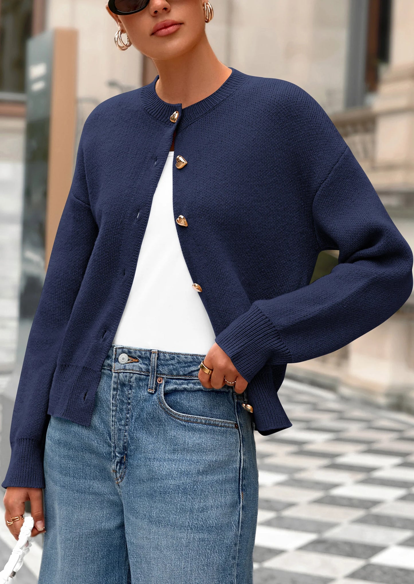 Cardigan Sweaters for Women Trendy Long Sleeve Open Front Button Down Jacket Fall Clothes Winter Coats