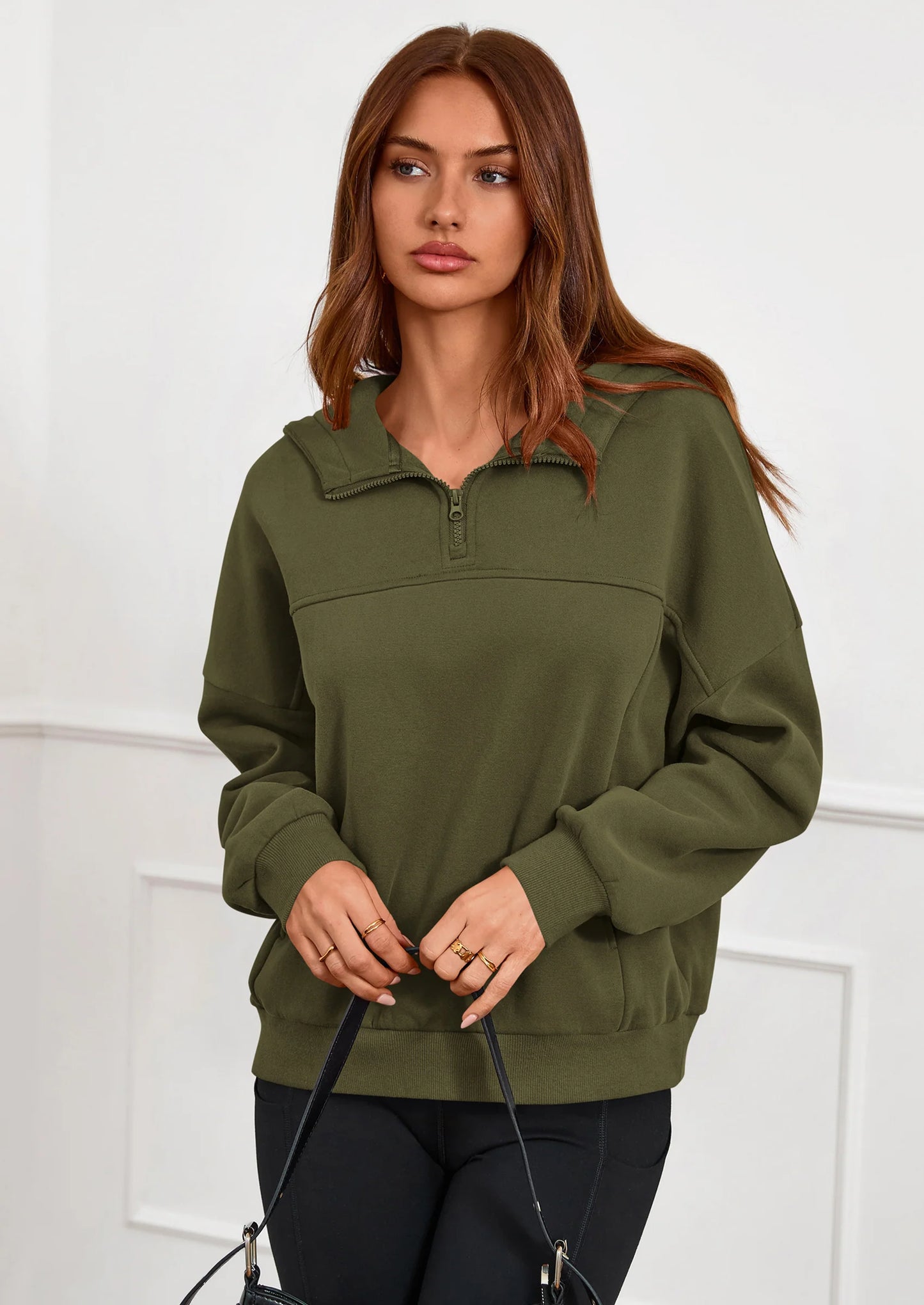 Womens Hoodies Cropped Fleece Sweatshirts Fall Fashion Quarter Zip Pullover Long Sleeve Tops Winter Clothes
