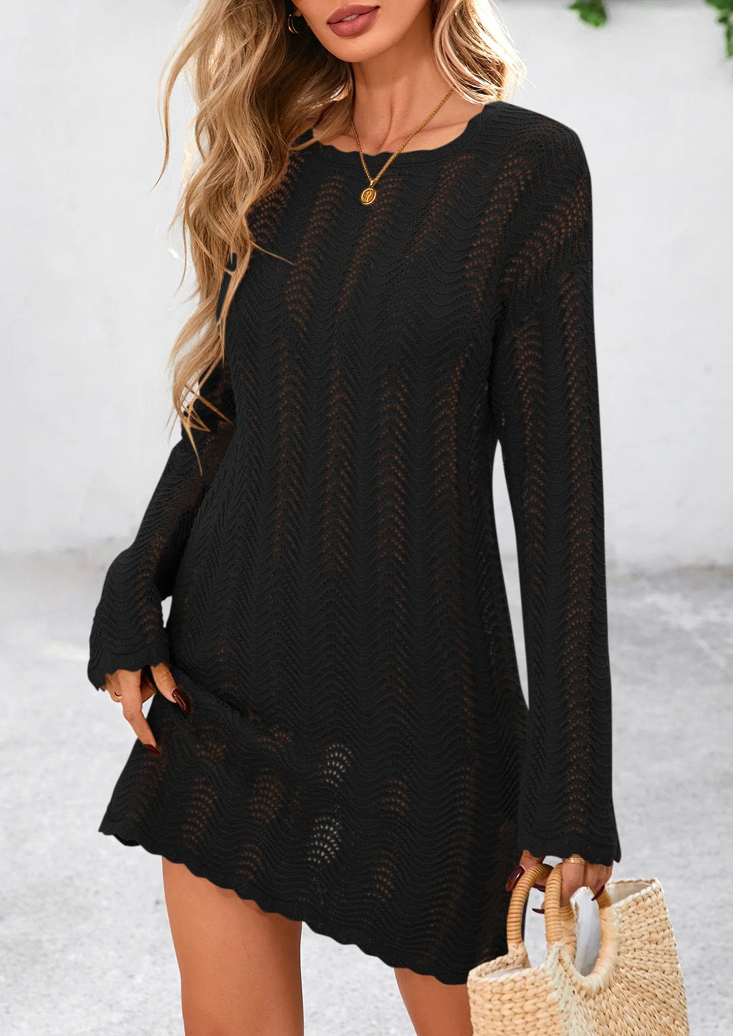 Women's Swimsuit Cover Up Summer Bathing Suit Swimwear Crochet Knit Dress Fashion Beach Vacation Clothes
