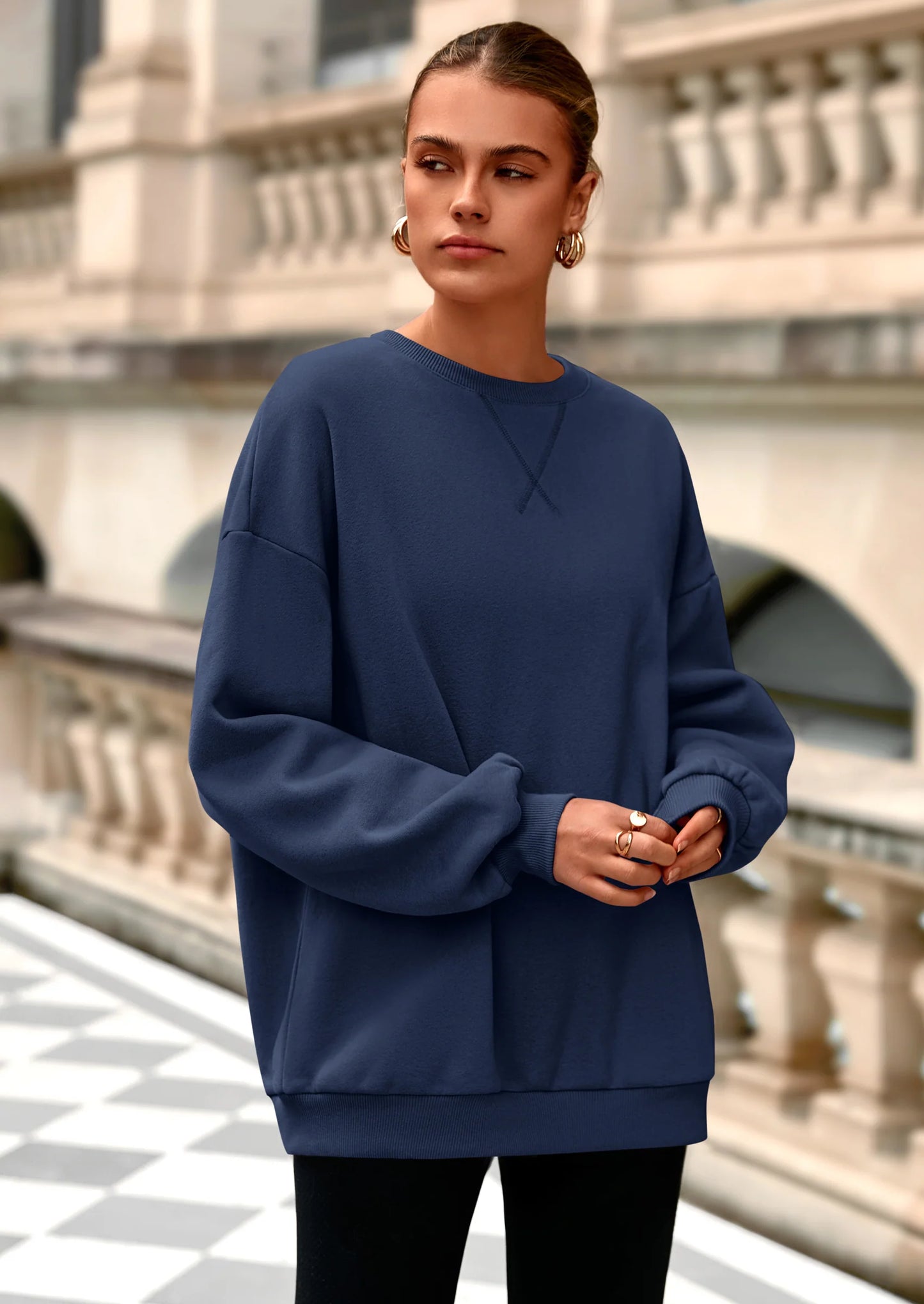 Oversized Sweatshirt for Women Fall Outfits Crewneck Long Sleeve Tops Fleece Pullover Winter Clothing