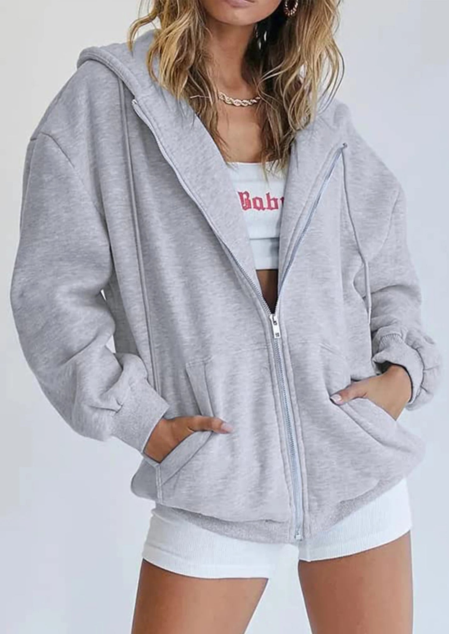 Women's Zip Up Y2K Hoodies Casual Long Sleeve Sweatshirts Fall Spring Track Jackets with Pockets