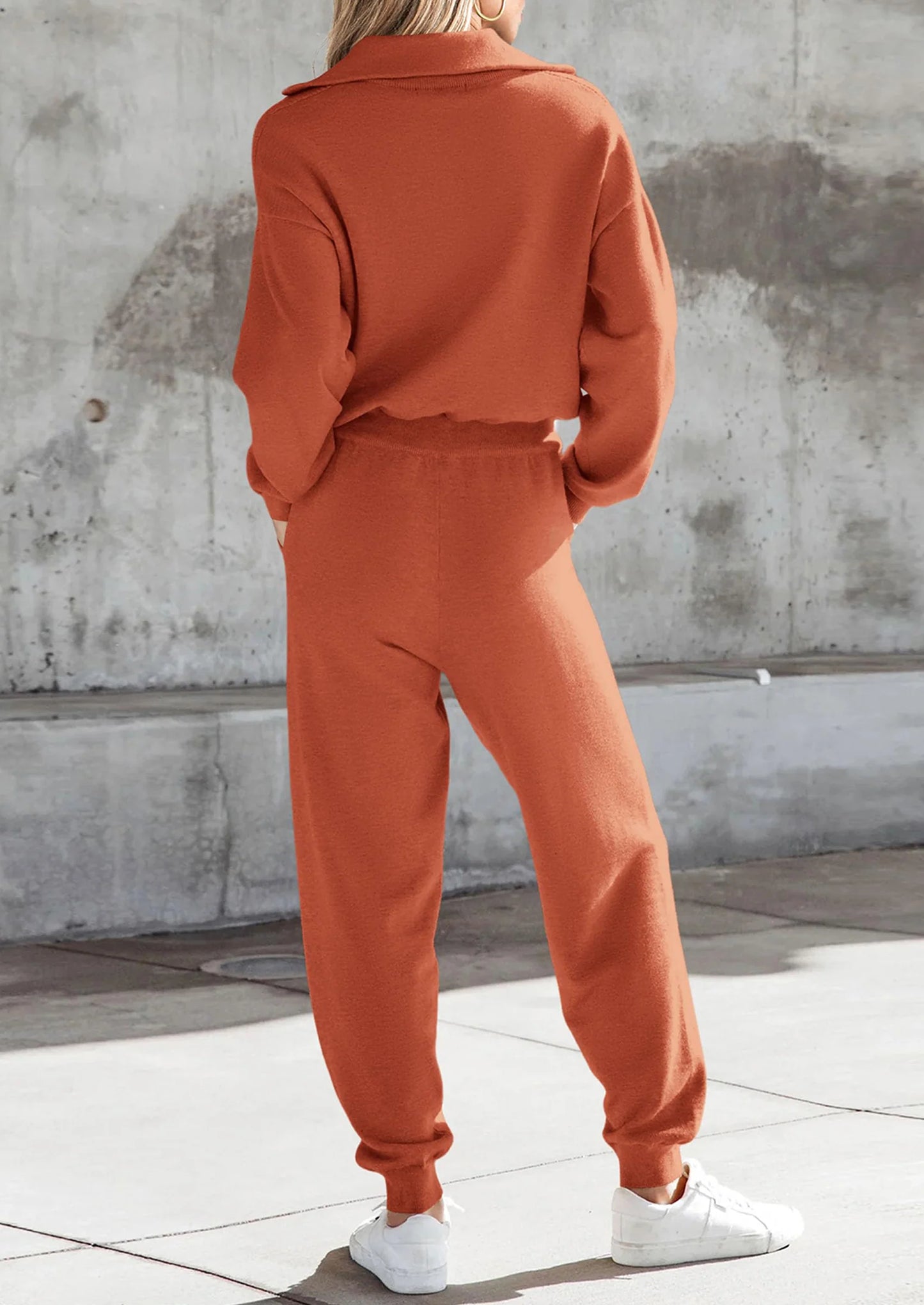 Women's 2 Piece Sweater Set Pullover Zip Up Sweatshirt Jogger Sweatpants Tracksuit Casual Outfit