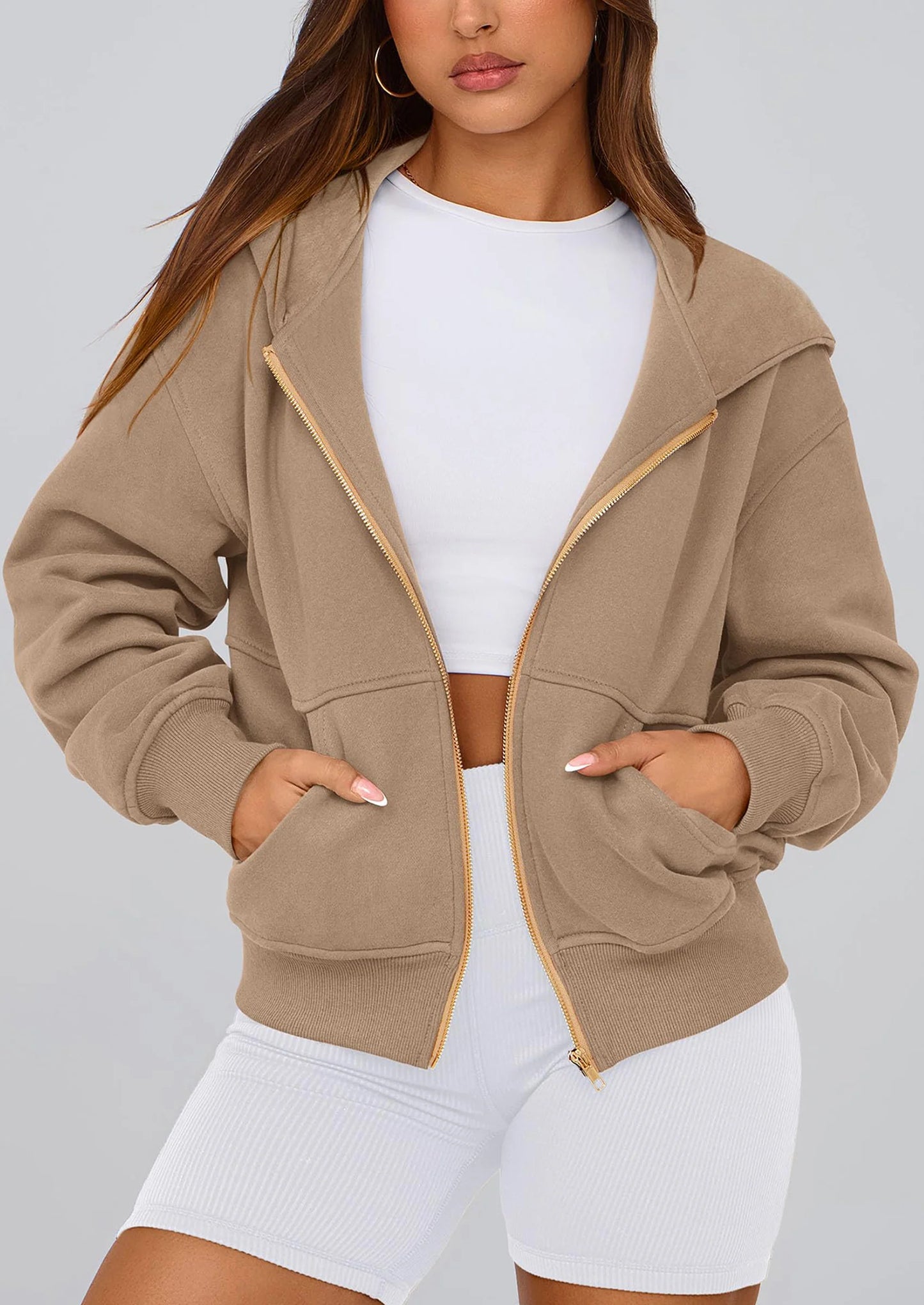 Hoodies For Women Sweatshirt Zip Up Hoodie Fall Fashion Trendy Long Sleeve Jackets Winter Clothing Outfits