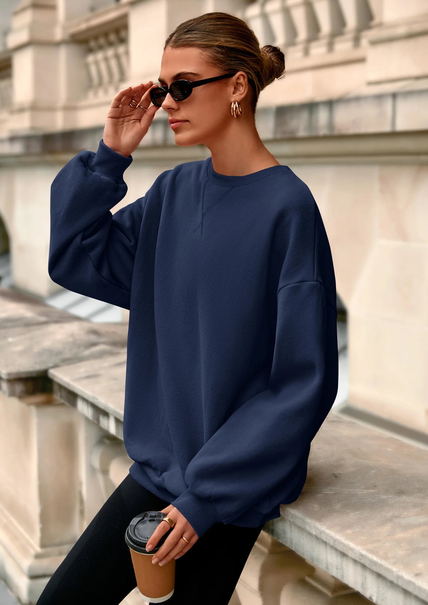 Oversized Sweatshirt for Women Fall Outfits Crewneck Long Sleeve Tops Fleece Pullover Winter Clothing