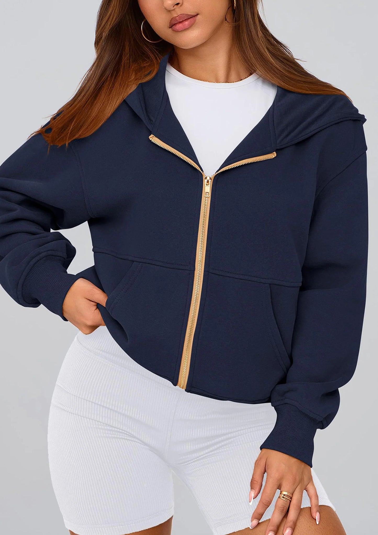 Hoodies For Women Sweatshirt Zip Up Hoodie Fall Fashion Trendy Long Sleeve Jackets Winter Clothing Outfits