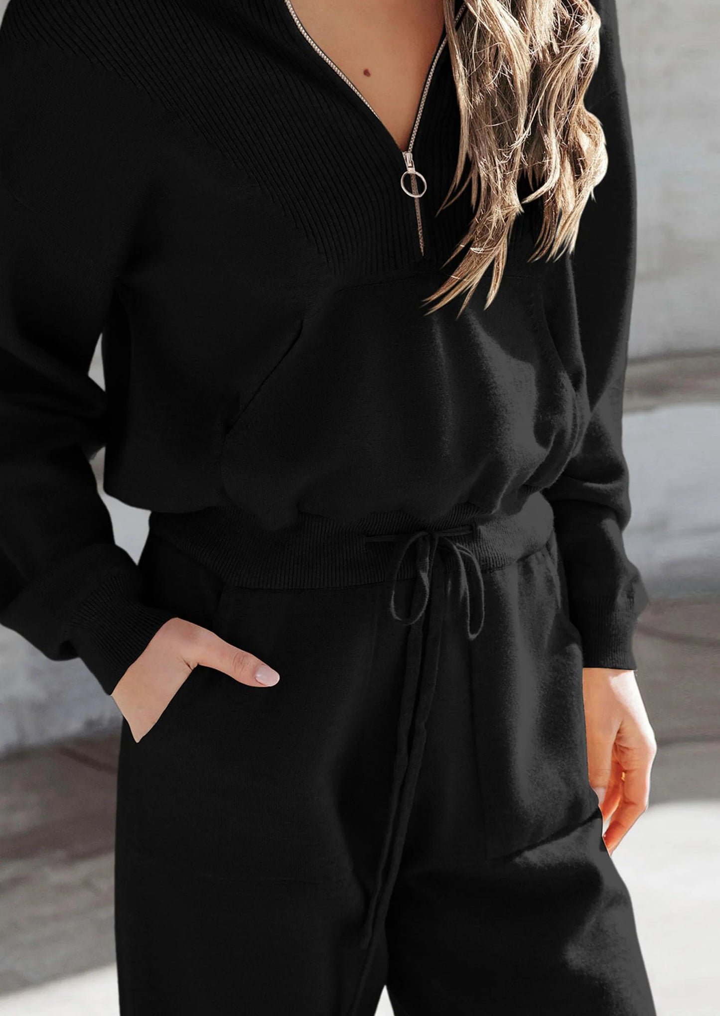 Women's 2 Piece Sweater Set Pullover Zip Up Sweatshirt Jogger Sweatpants Tracksuit Casual Outfit