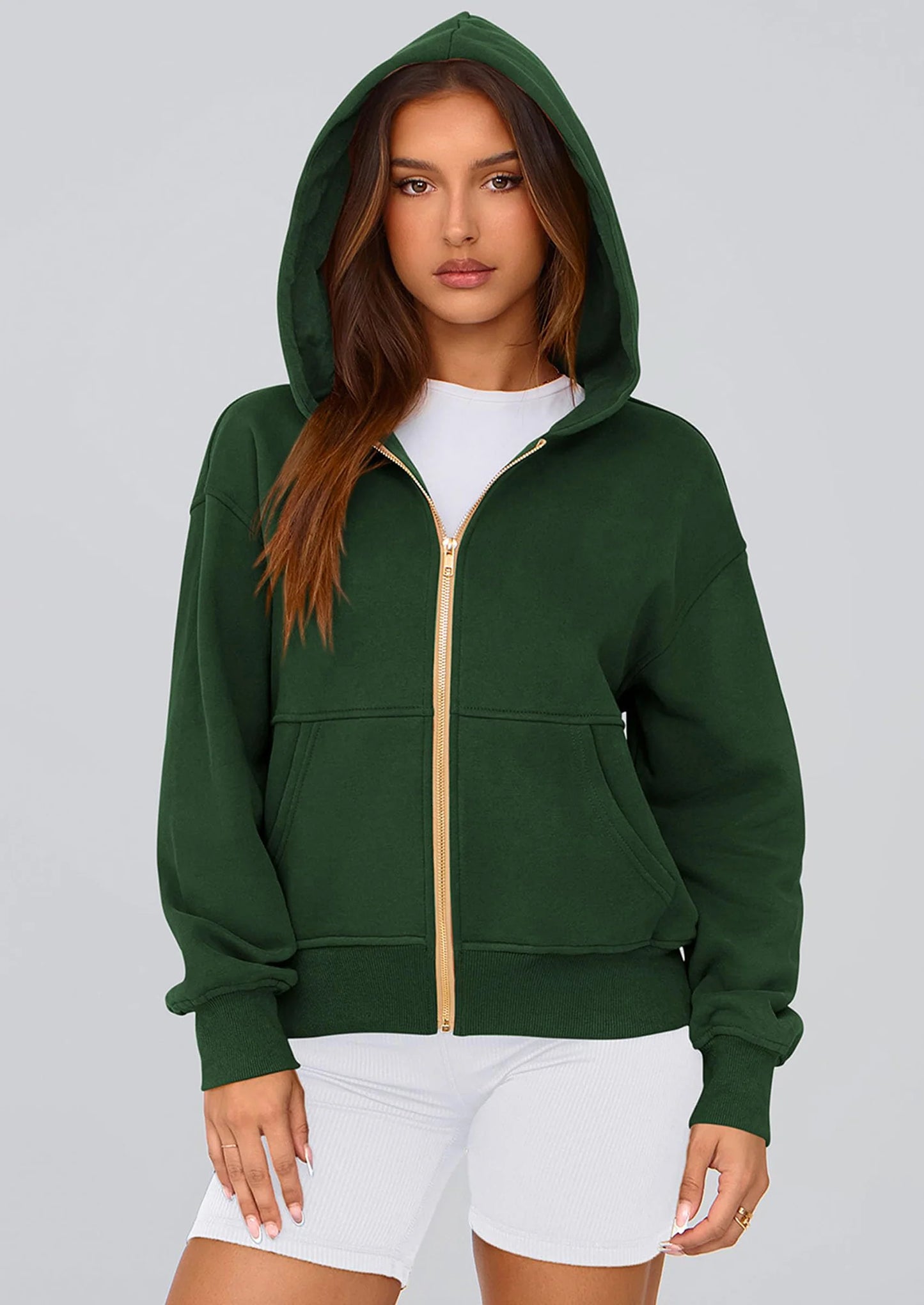 Hoodies For Women Sweatshirt Zip Up Hoodie Fall Fashion Trendy Long Sleeve Jackets Winter Clothing Outfits