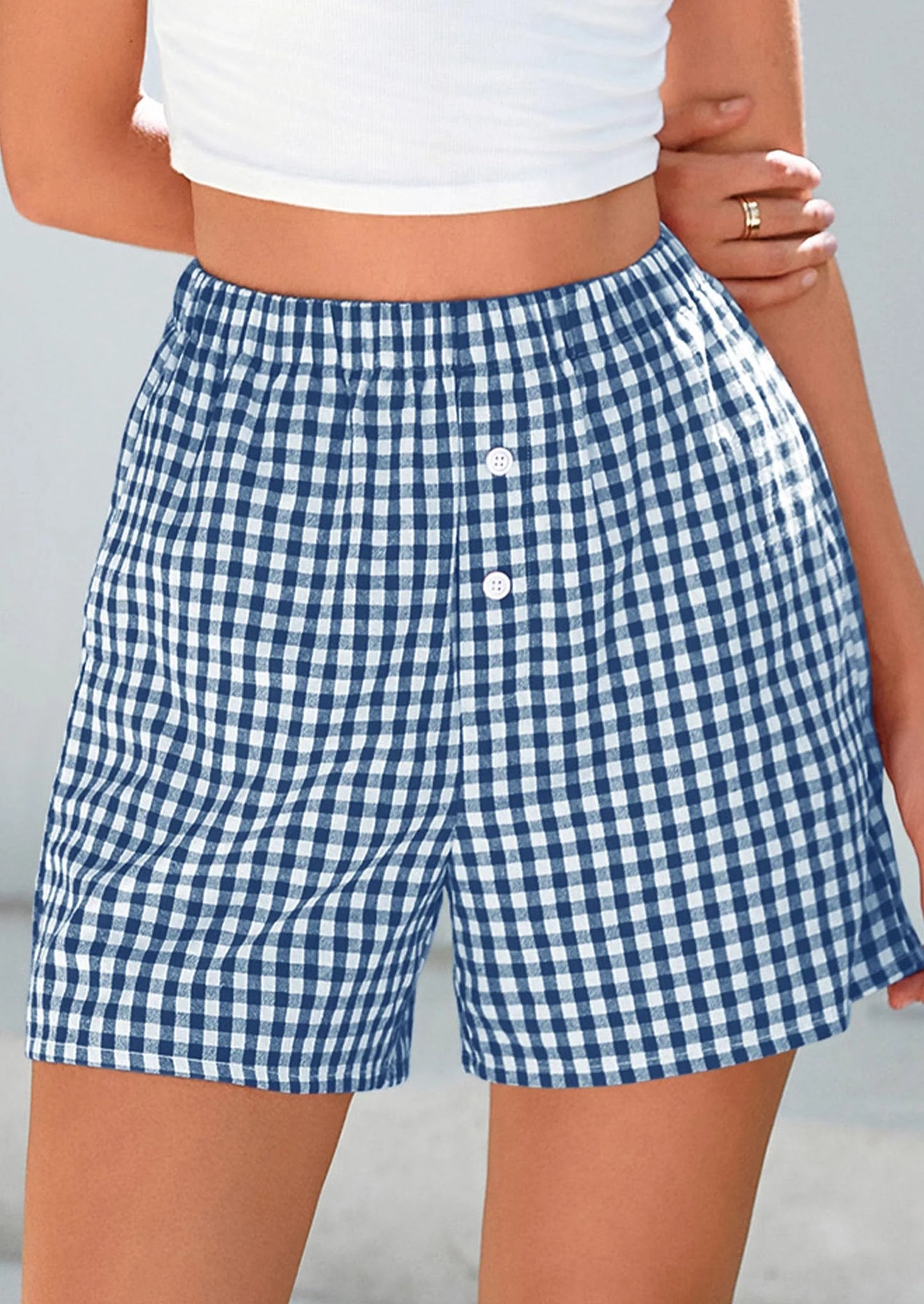 Womens Shorts Boxers Summer Gingham Pajama Lounge Sleep Y2K Plaid Pj Shorts Beach Bottoms