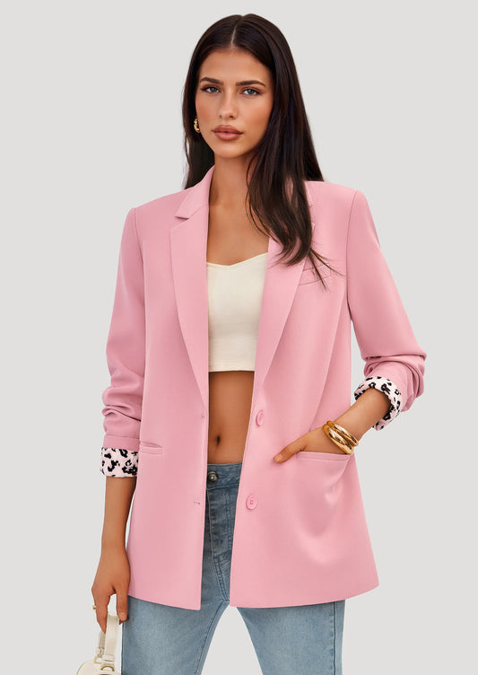 Blazers for Women Fall Work Office Suit Jackets Dressy Open Front Leopard Blazer Business Casual Outfits