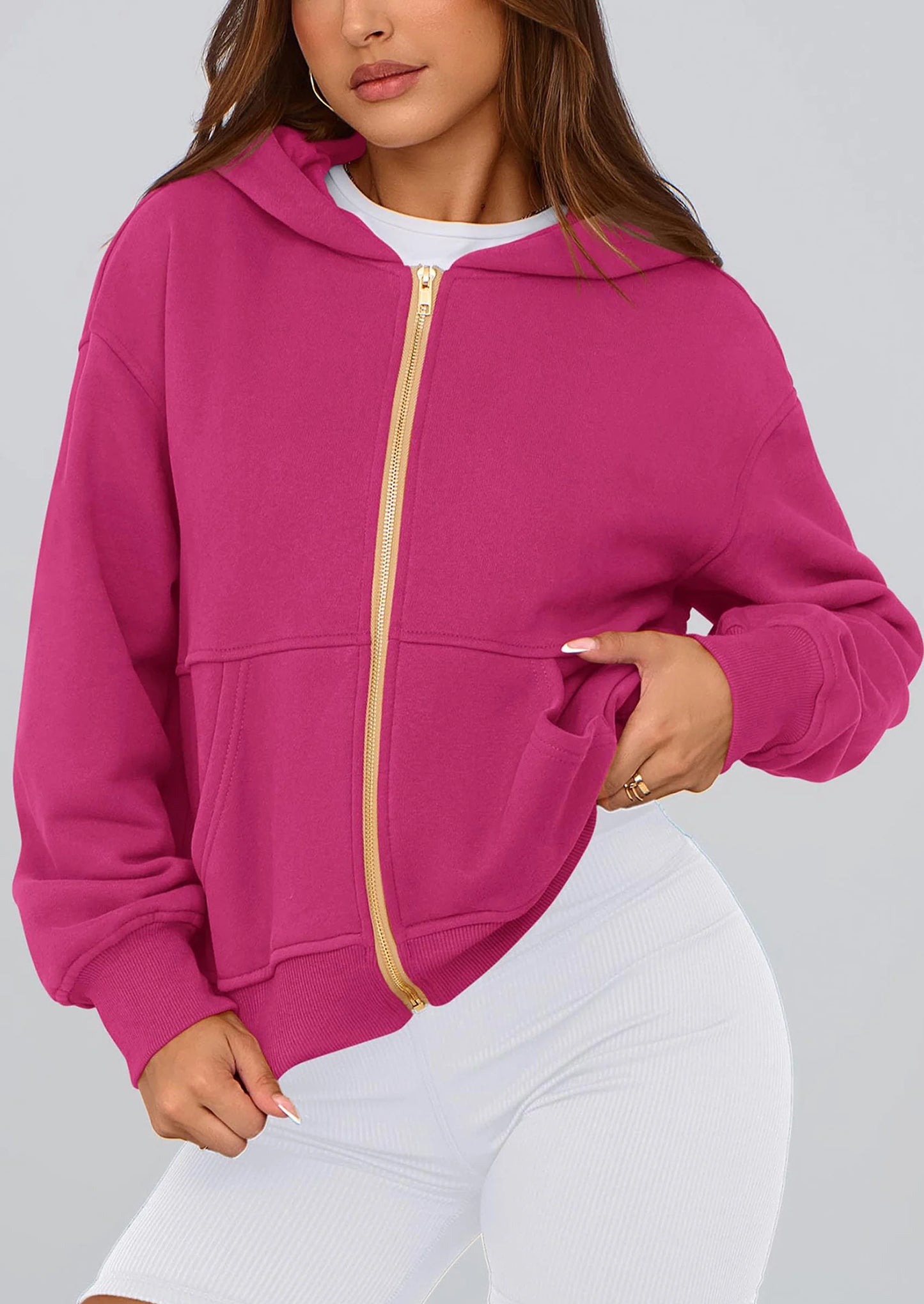 Hoodies For Women Sweatshirt Zip Up Hoodie Fall Fashion Trendy Long Sleeve Jackets Winter Clothing Outfits